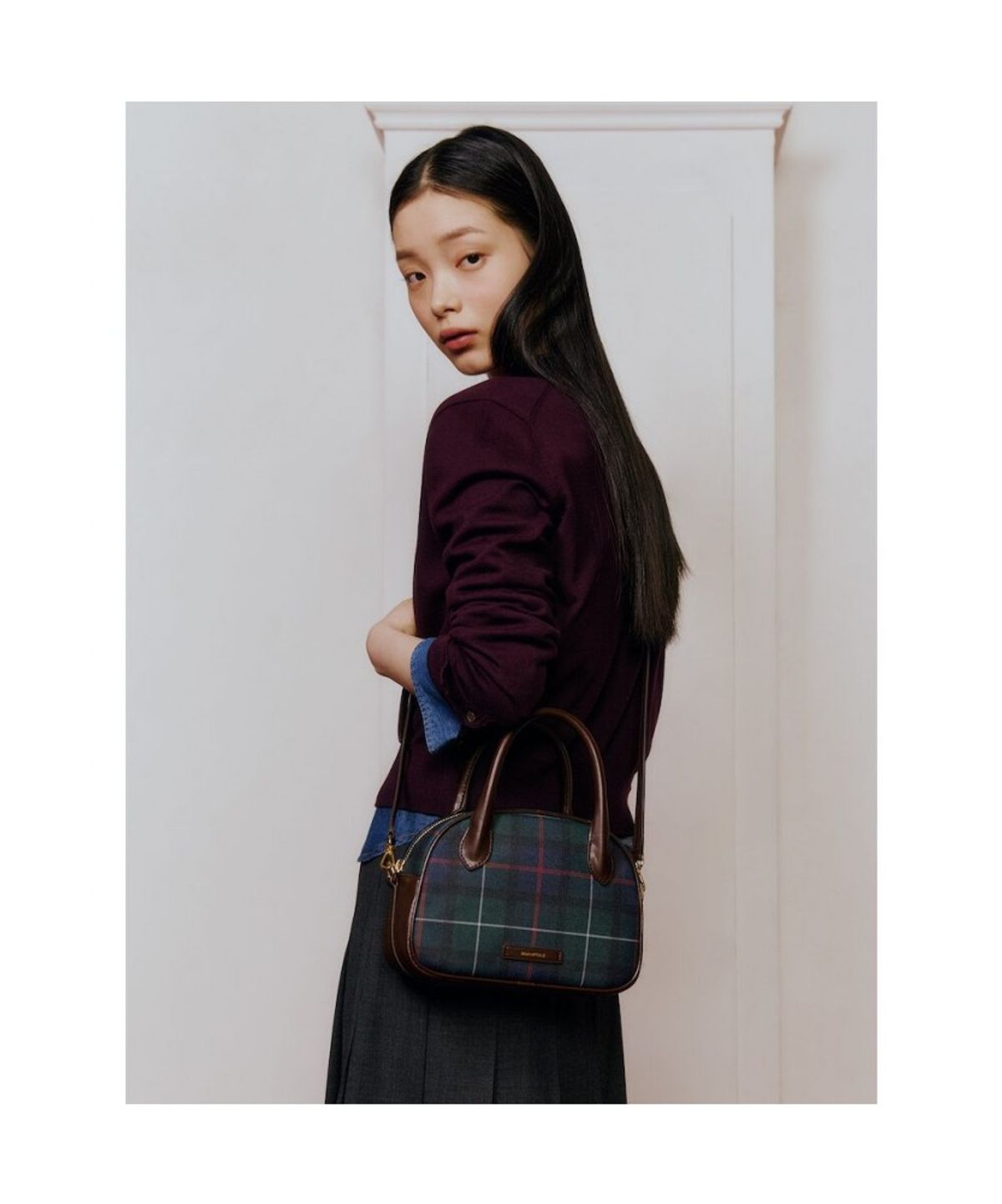 빈폴 액세서리(BEANPOLE ACCESSORY) 코어체크 PVC 탑지퍼 토트백  그린