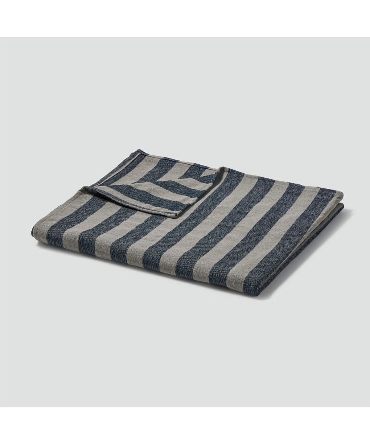 자주(JAJU) 코튼 블렌디드 스트라이프 블랭킷_140x170cm_네이비