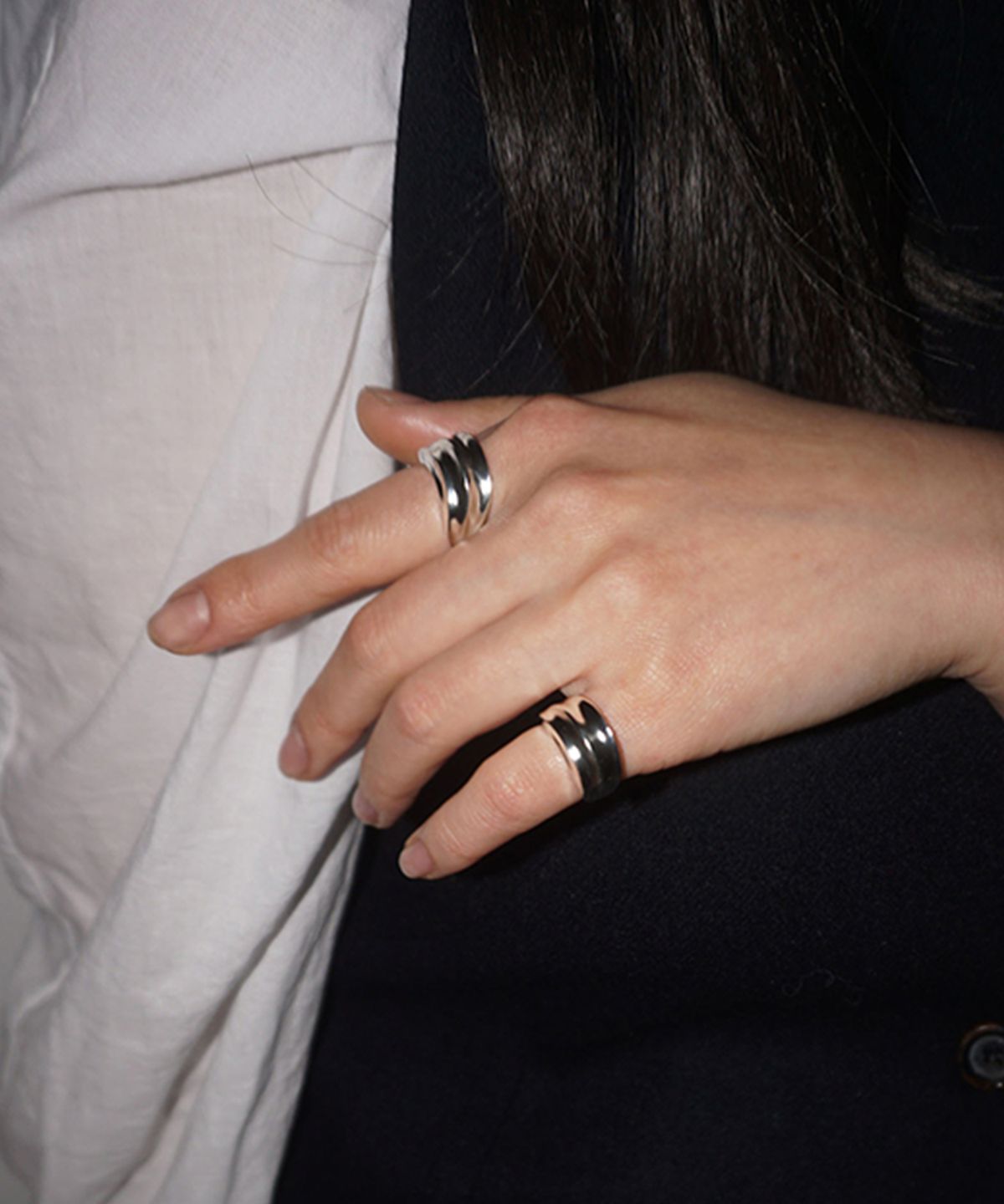 시에가하우스(SIEGA HOUSE) 3-LAYERED FOLD RING (GLOSSY- SILVER)