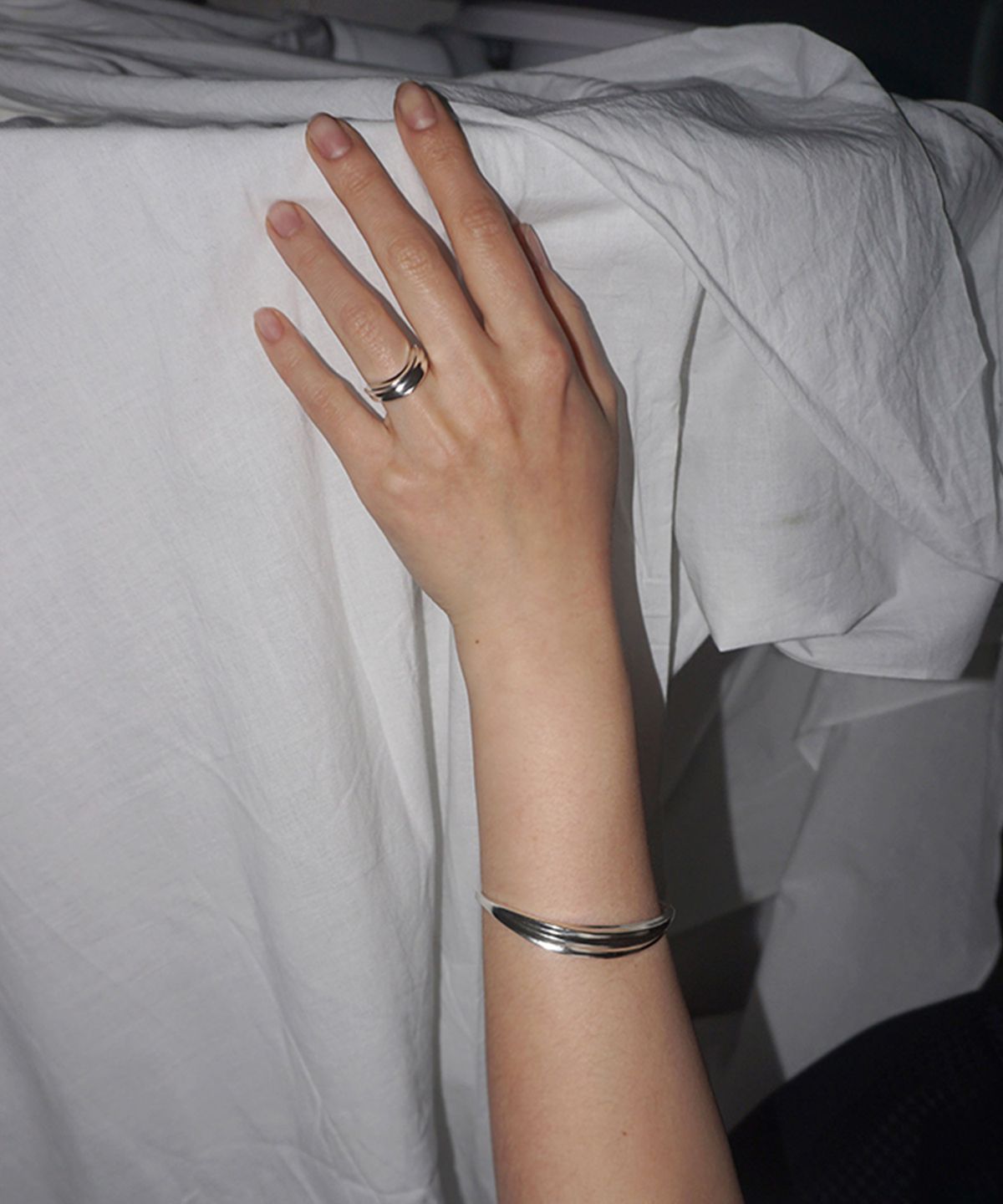 시에가하우스(SIEGA HOUSE) 2-LAYERED FOLD RING (GLOSSY- SILVER)