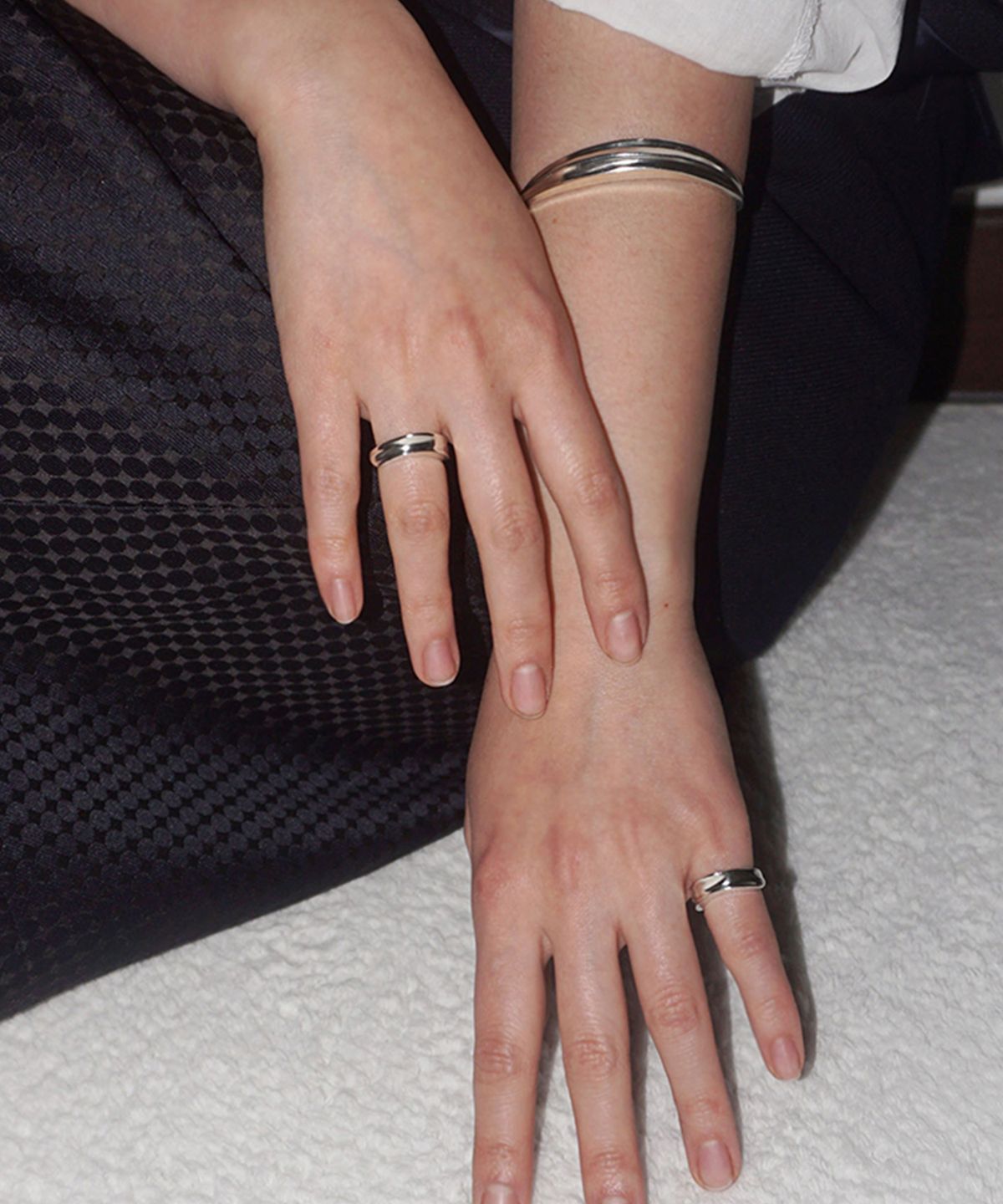 시에가하우스(SIEGA HOUSE) 2-LAYERED FOLD RING (GLOSSY- SILVER)
