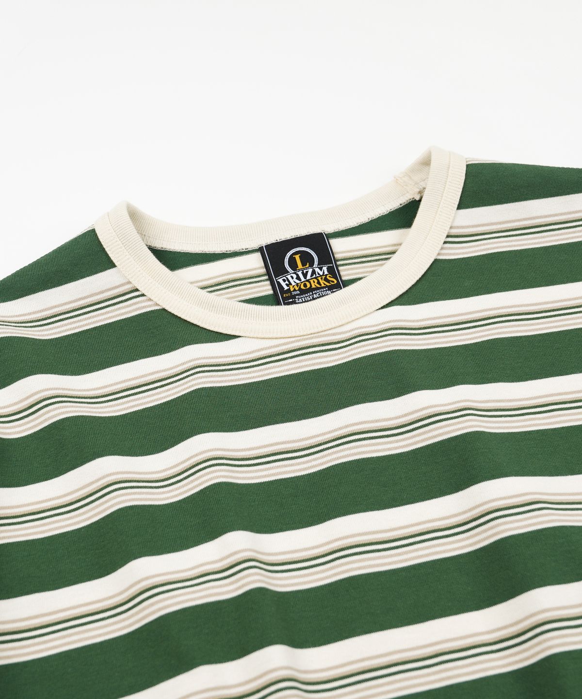 프리즘웍스(FRIZMWORKS) BLOCK STRIPE LONG SLEEVE TEE _ DARK GREEN