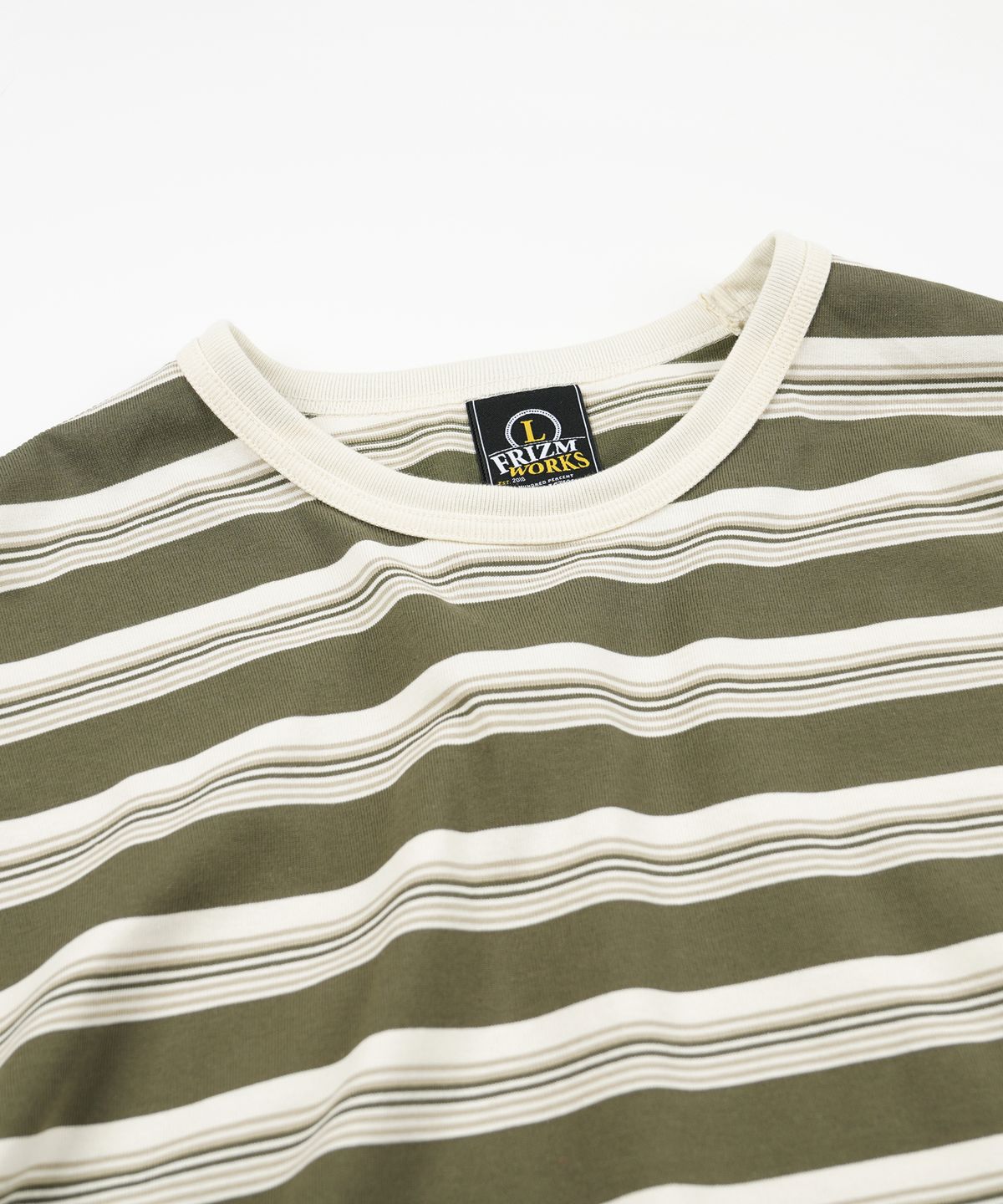 프리즘웍스(FRIZMWORKS) BLOCK STRIPE LONG SLEEVE TEE _ OLIVE