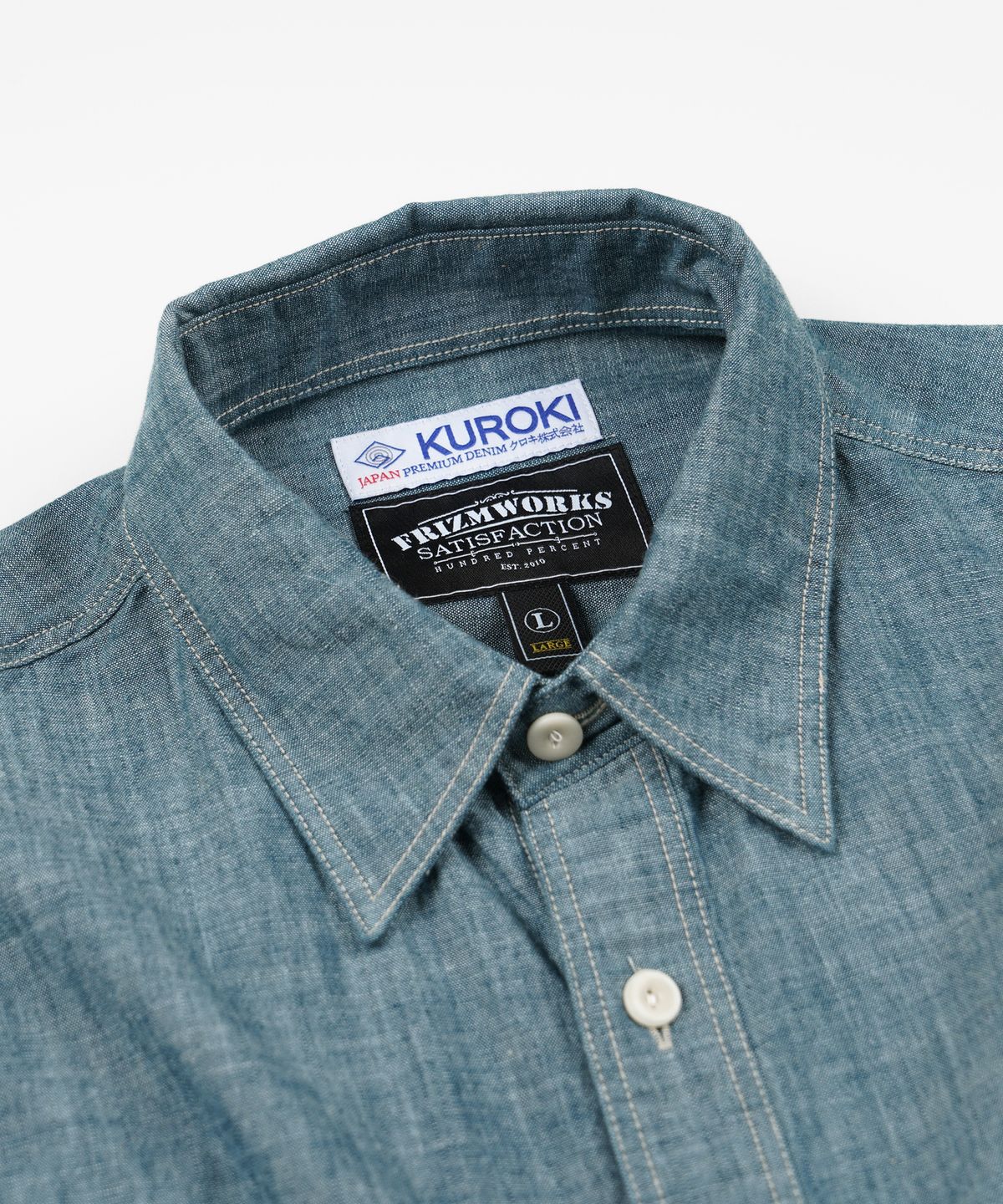 프리즘웍스(FRIZMWORKS) KUROKI CHAMBRAY WORK SHIRT _ WASHED BLUE