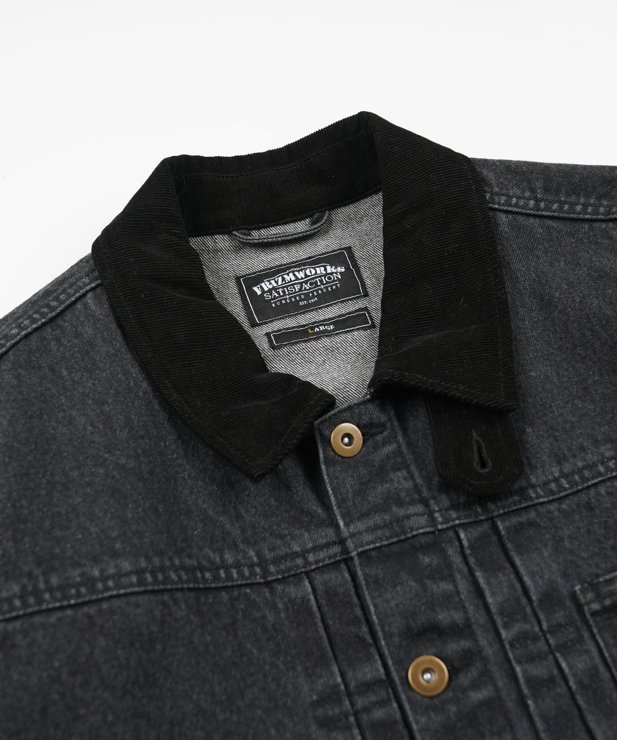 프리즘웍스(FRIZMWORKS) WASHED DENIM TRUCKER JACKET _ BLACK