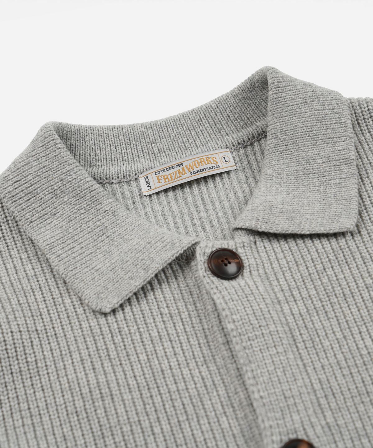 프리즘웍스(FRIZMWORKS) ULTRA HEAVYWEIGHT COLLAR CARDIGAN _ LIGHT GRAY
