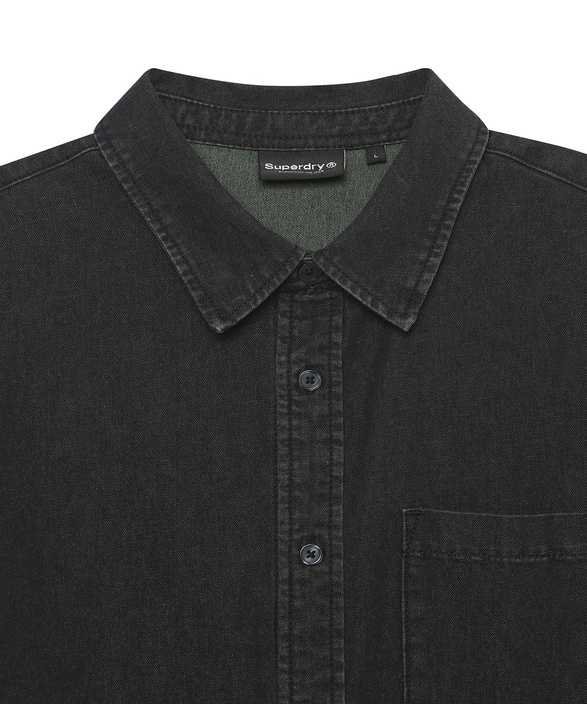 슈퍼드라이(SUPERDRY) 포켓 데님 셔츠 블랙 SDUIRAQ45BLK