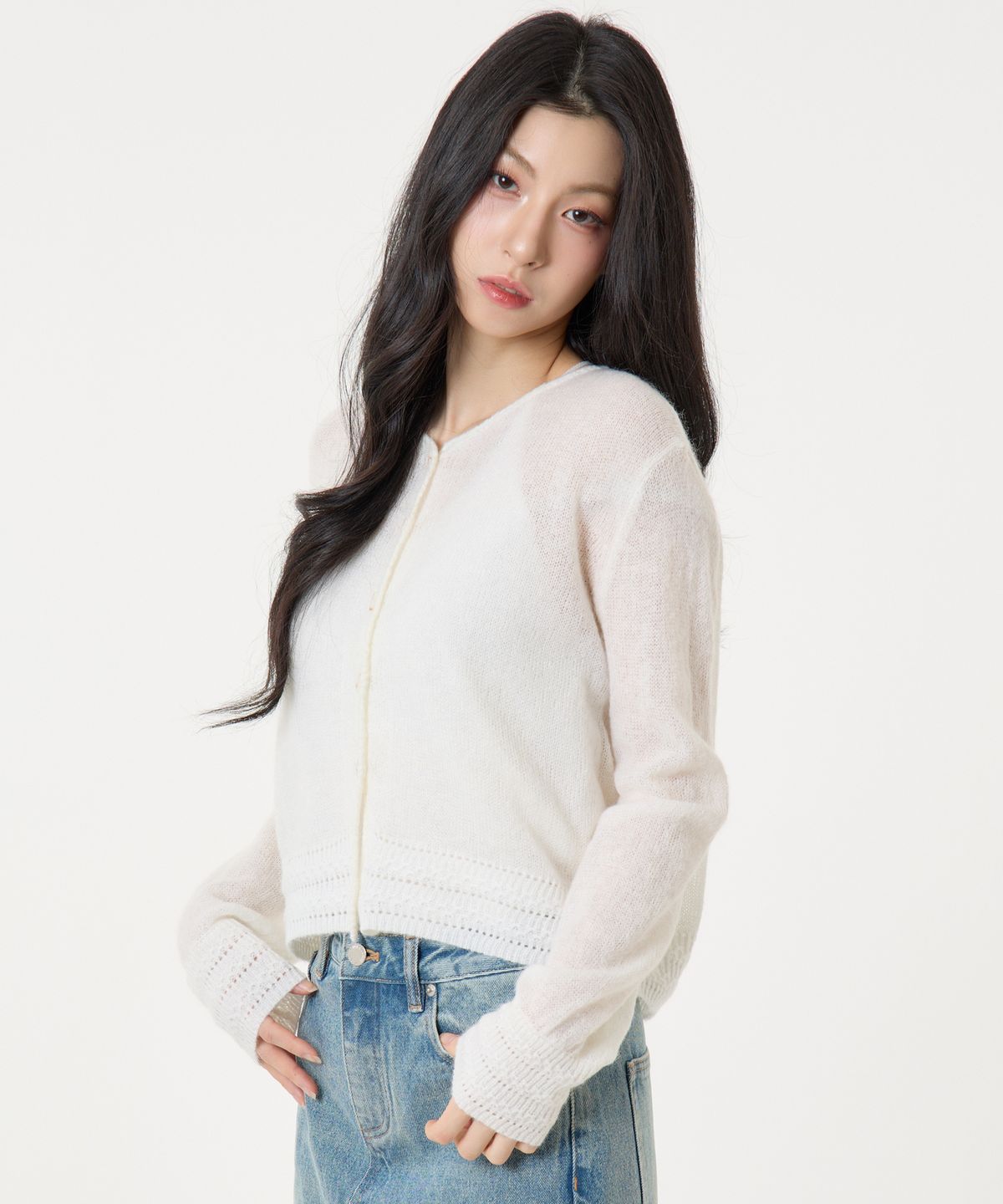 언노운 플라넷(UNKNOWN PLANET) 스카시 가디건 화이트