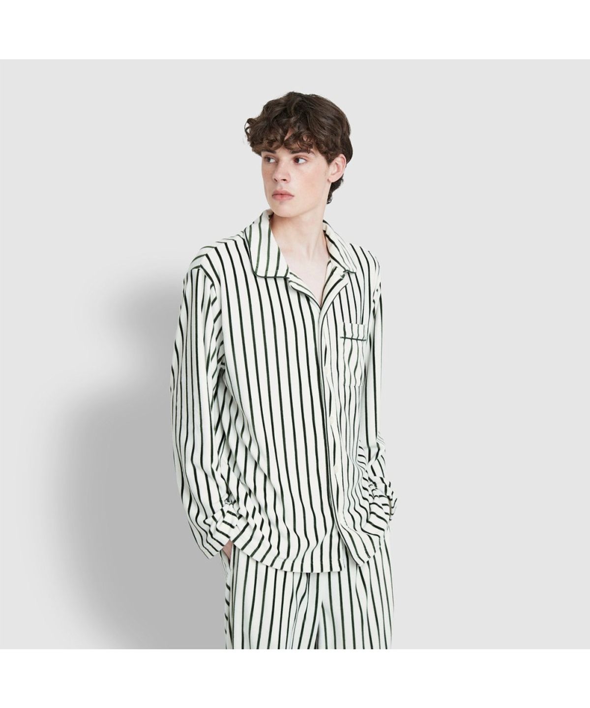 자주(JAJU) 남 밍크 플리스 플랫 카라 파자마 세트_라이트 그린