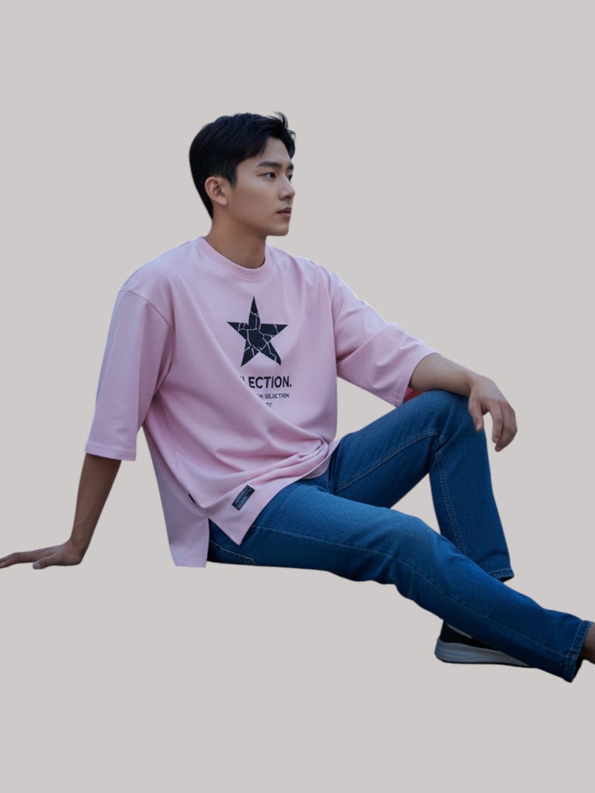 지블랙(ZBLACK) 스타셀렉션 CRACK STAR 7부 티셔츠(PINK)