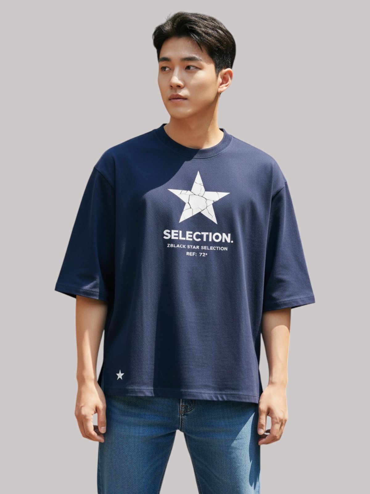 지블랙(ZBLACK) 스타셀렉션 CRACK STAR 7부 티셔츠(NAVY)