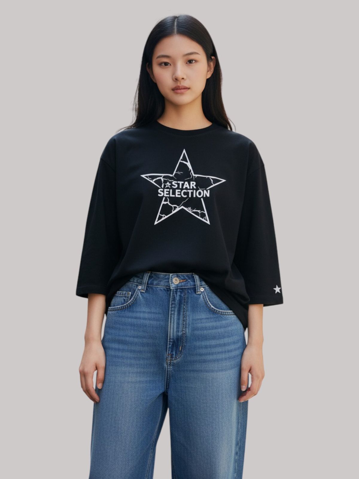 지블랙(ZBLACK) 스타셀렉션 STAR IN STAR 7부 티셔츠(BLACK)