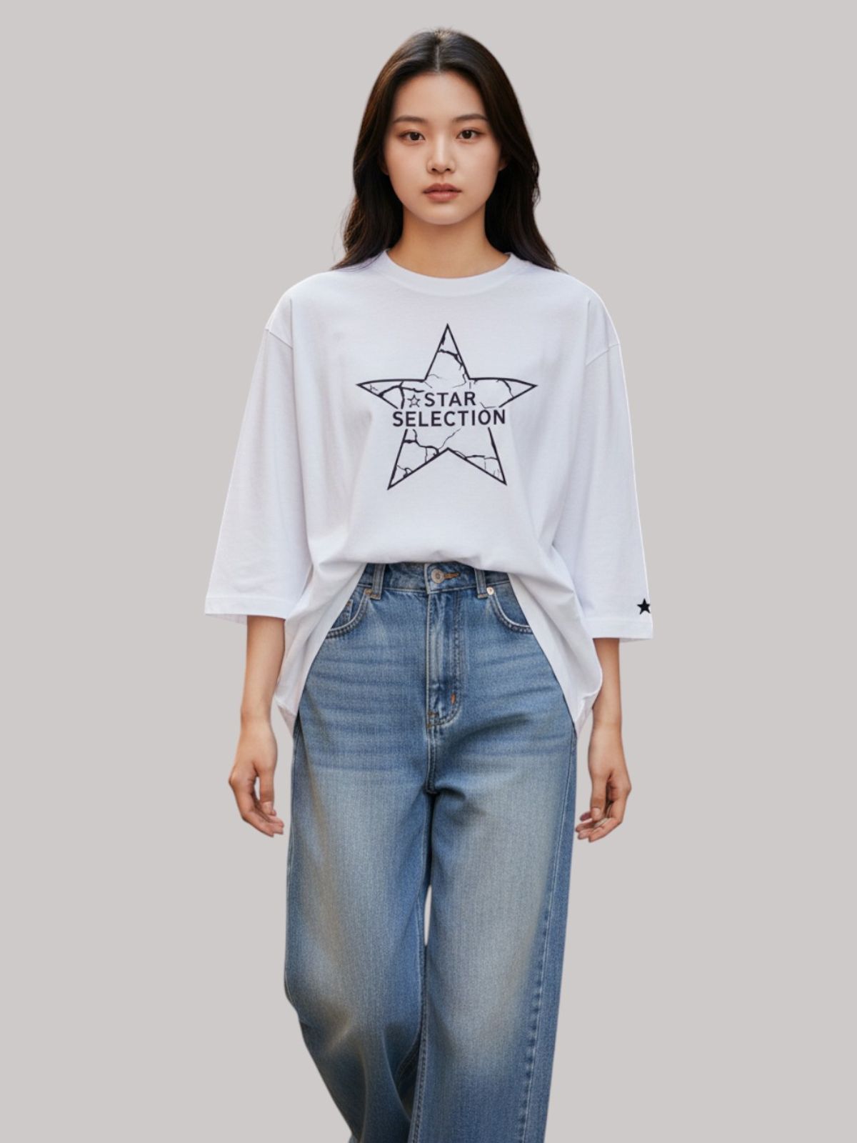 지블랙(ZBLACK) 스타셀렉션 STAR IN STAR 7부 티셔츠(WHITE)