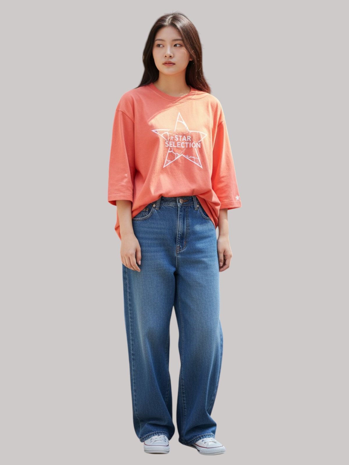 지블랙(ZBLACK) 스타셀렉션 STAR IN STAR 7부 티셔츠(CORAL RED)