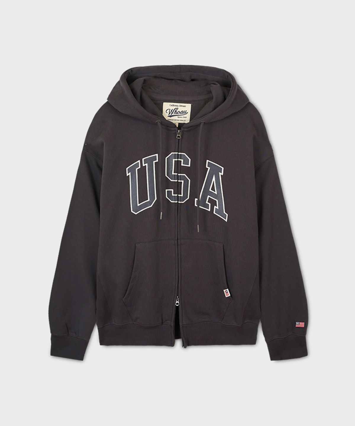 후아유(WHO.A.U) USA Over fit Hood Zip-up / WHMZG2291U