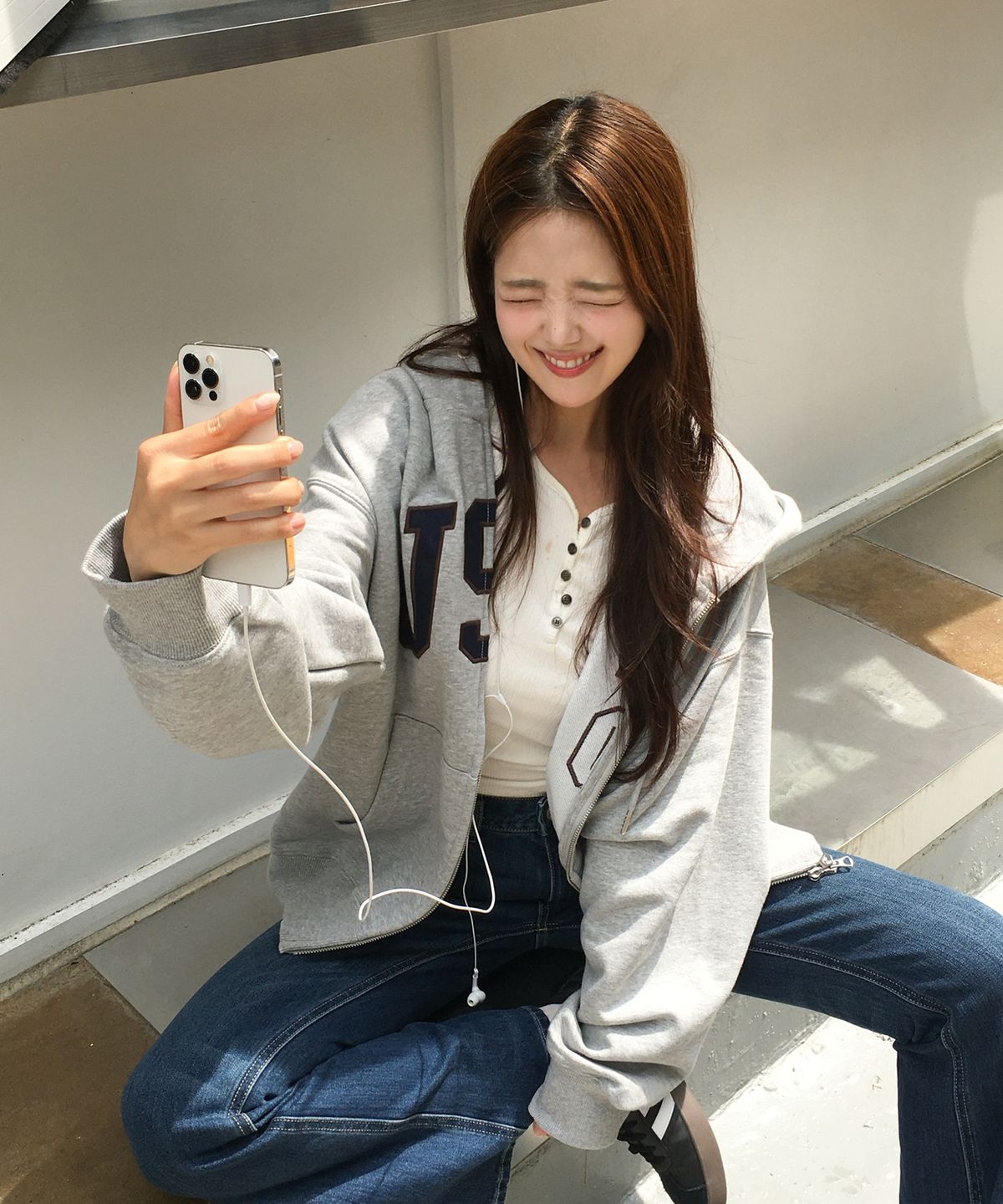 후아유(WHO.A.U) [기모 선택] USA Hood Zip-up(Over-fit) / WHMZG4992U