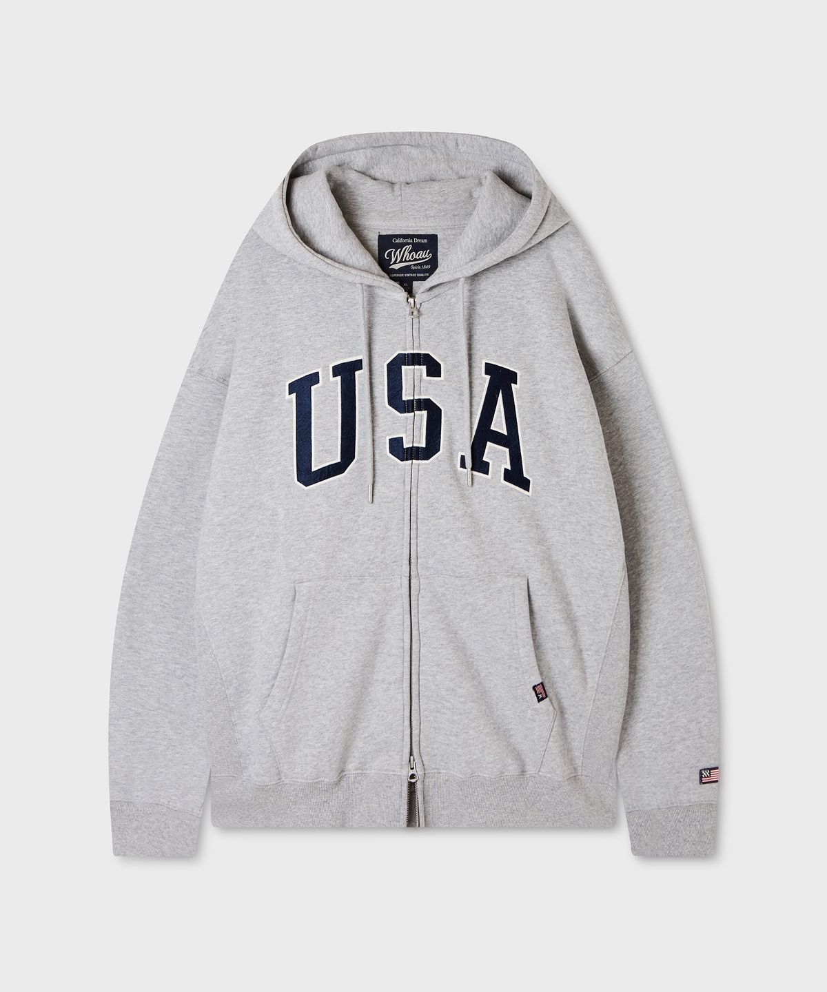 후아유(WHO.A.U) [기모 선택] USA Hood Zip-up(Over-fit) / WHMZG4992U