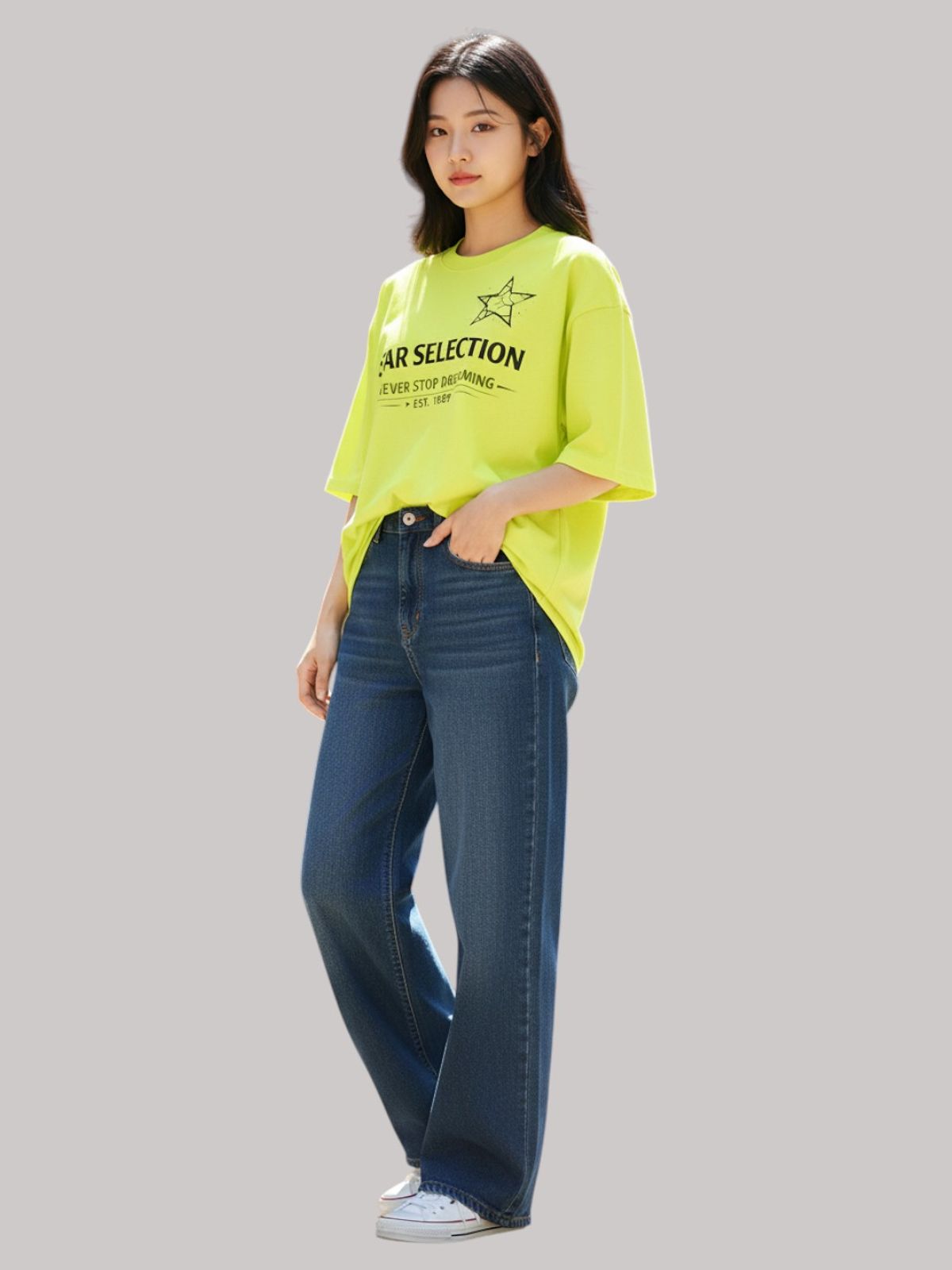 지블랙(ZBLACK) 스타셀렉션  LIGHT STAR 7부 티셔츠(NEON YELLOW)