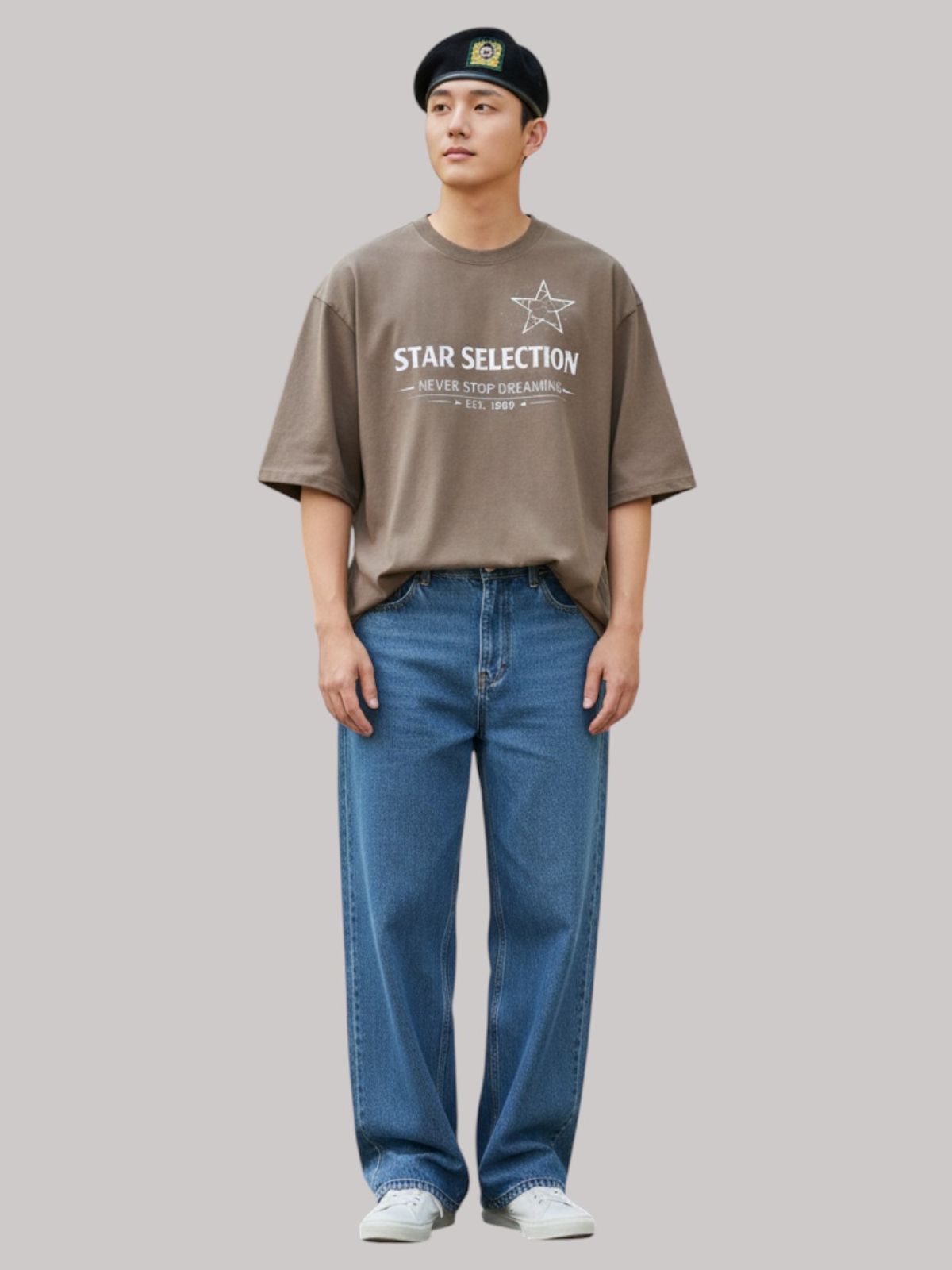 지블랙(ZBLACK) 스타셀렉션  LIGHT STAR 7부 티셔츠(DUST BEIGE)