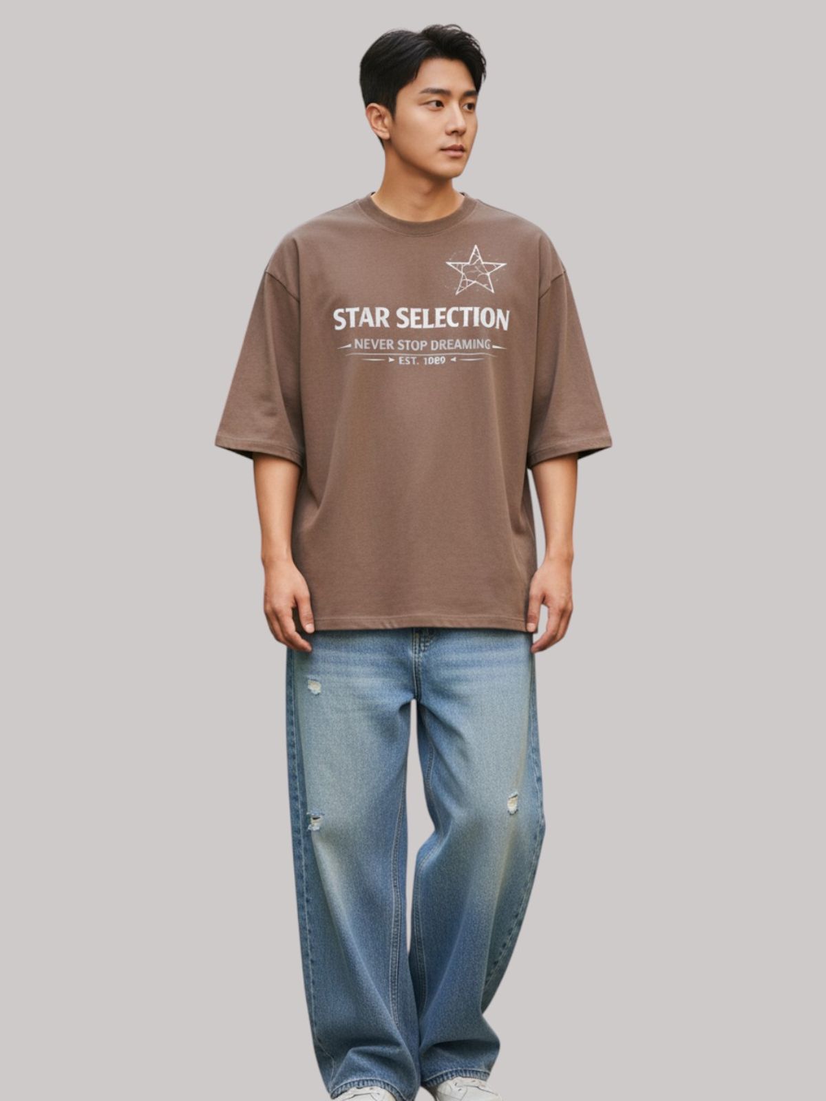 지블랙(ZBLACK) 스타셀렉션  LIGHT STAR 7부 티셔츠(DUST BEIGE)
