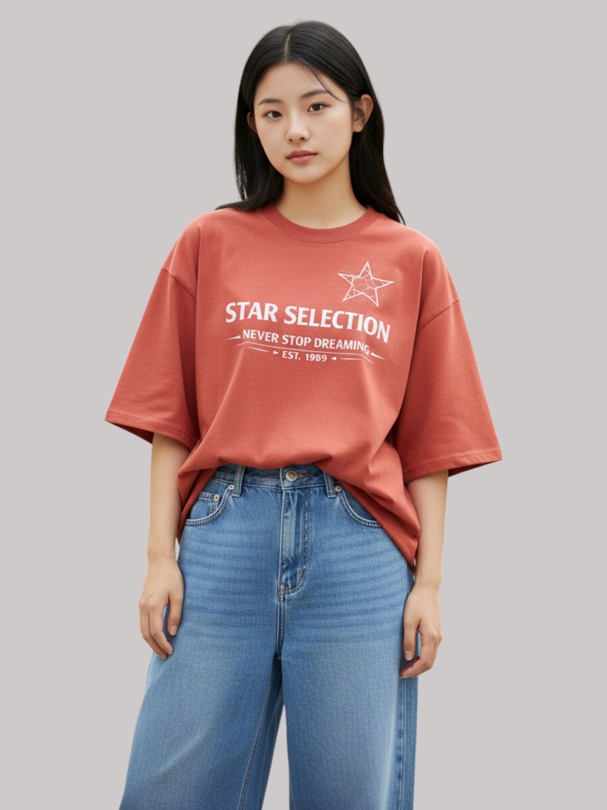 지블랙(ZBLACK) 스타셀렉션  LIGHT STAR 7부 티셔츠(CORAL RED)