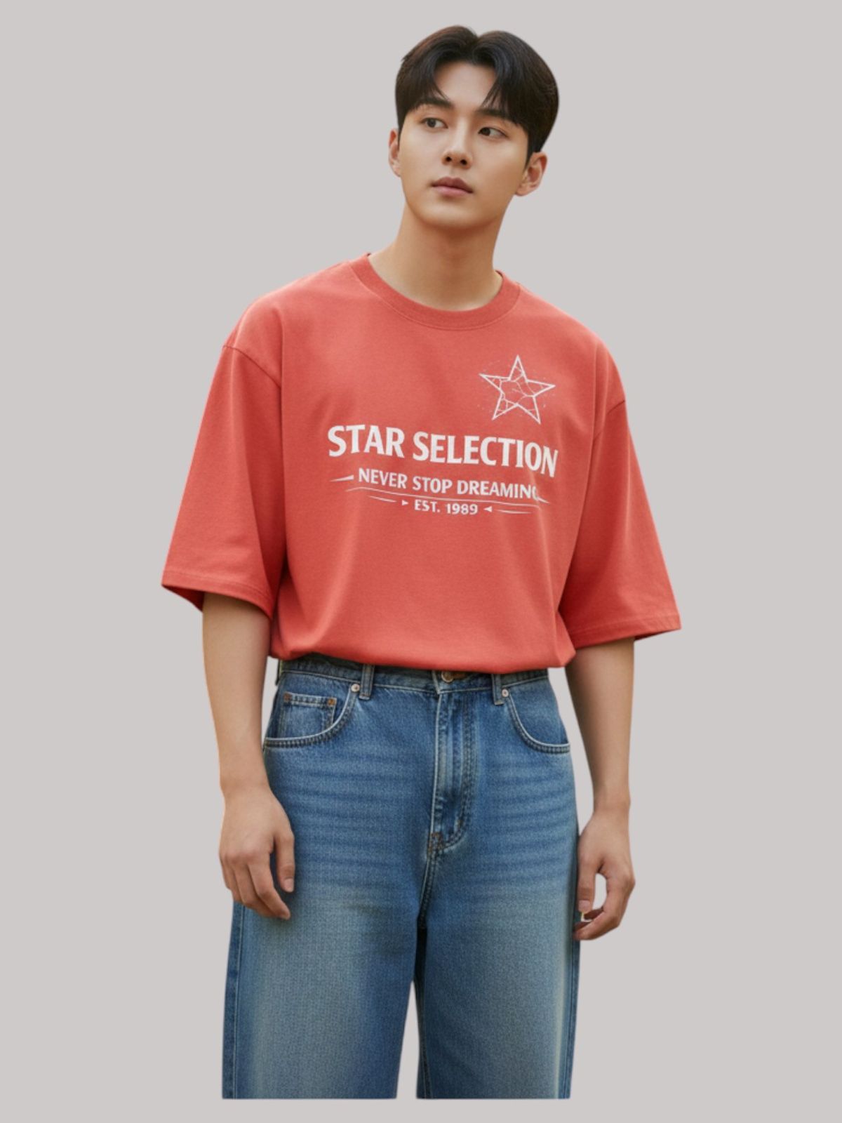 지블랙(ZBLACK) 스타셀렉션  LIGHT STAR 7부 티셔츠(CORAL RED)