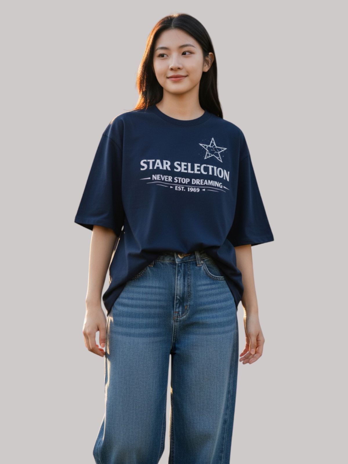 지블랙(ZBLACK) 스타셀렉션  LIGHT STAR 7부 티셔츠(NAVY)
