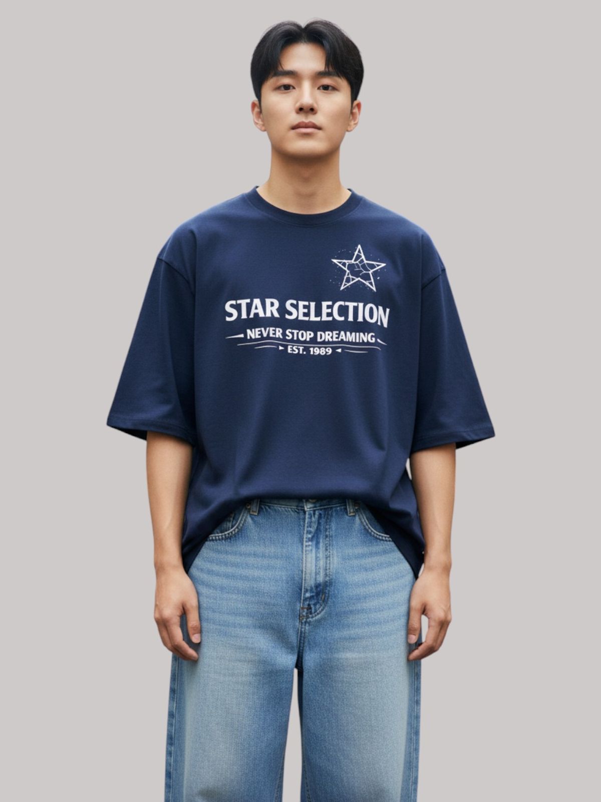 지블랙(ZBLACK) 스타셀렉션  LIGHT STAR 7부 티셔츠(NAVY)