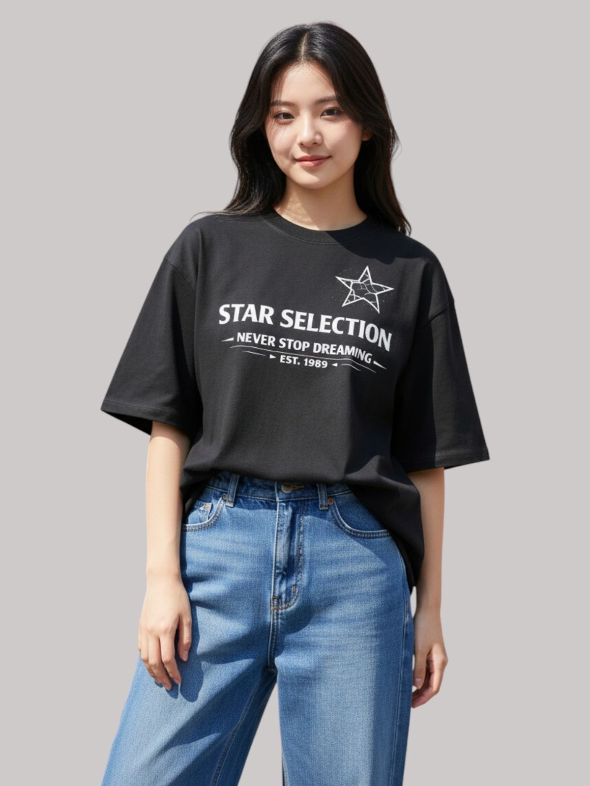 지블랙(ZBLACK) 스타셀렉션  LIGHT STAR 7부 티셔츠(BLACK)