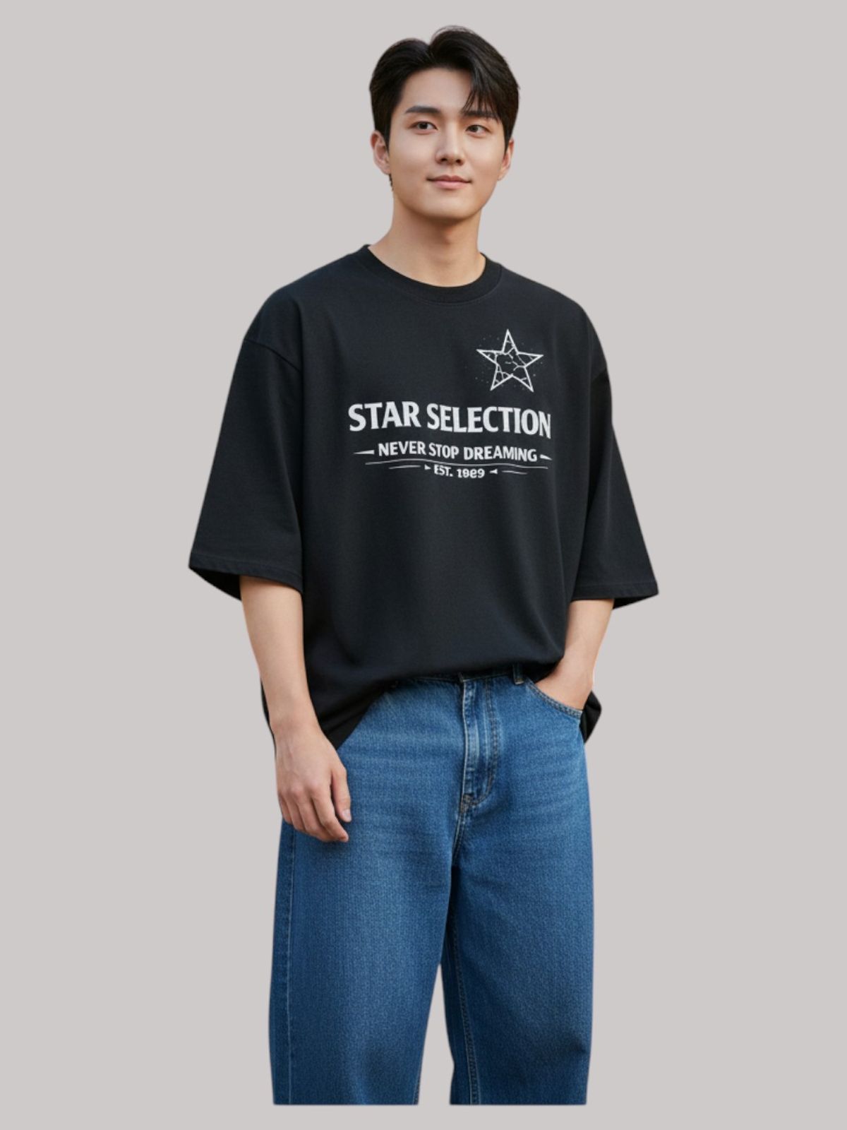 지블랙(ZBLACK) 스타셀렉션  LIGHT STAR 7부 티셔츠(BLACK)