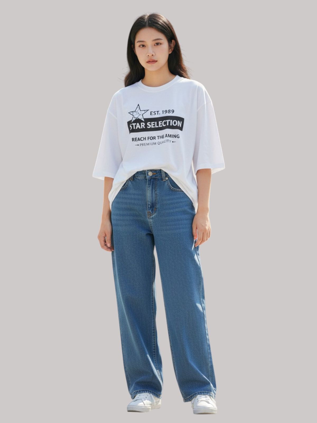 지블랙(ZBLACK) 스타셀렉션  BOX STAR 7부 티셔츠(WHITE)