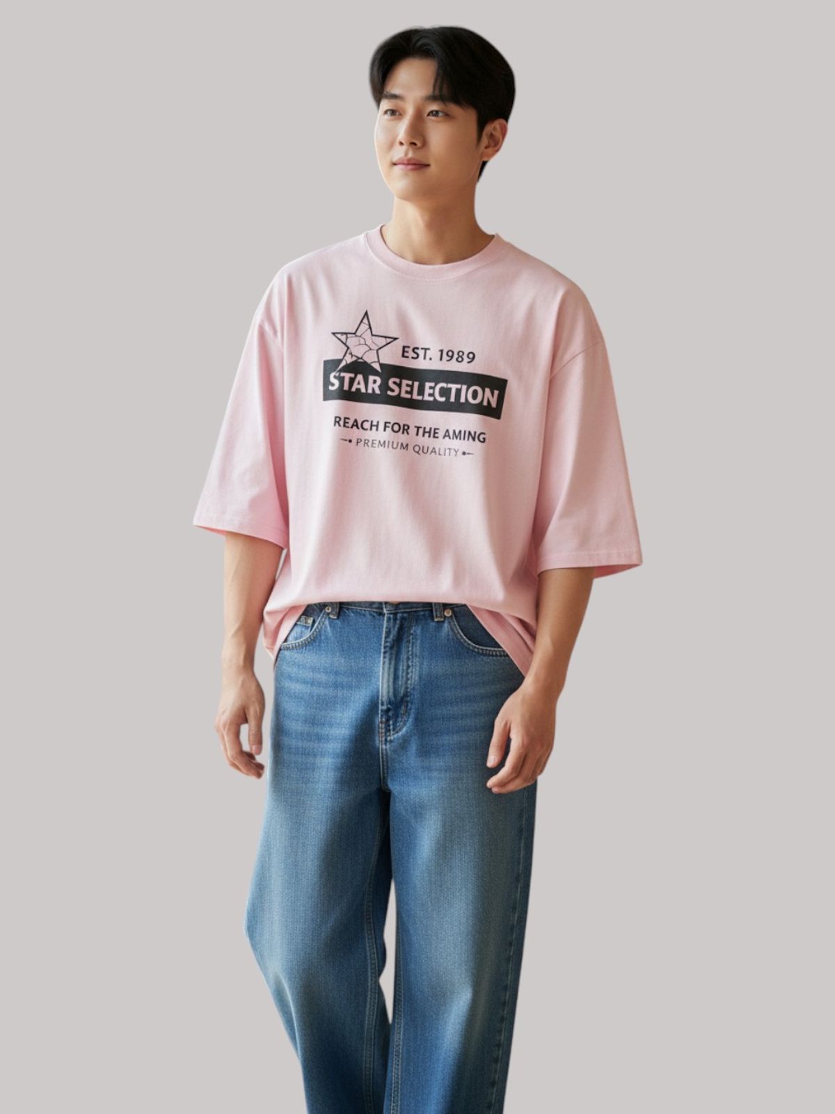 지블랙(ZBLACK) 스타셀렉션  BOX STAR 7부 티셔츠(PINK)