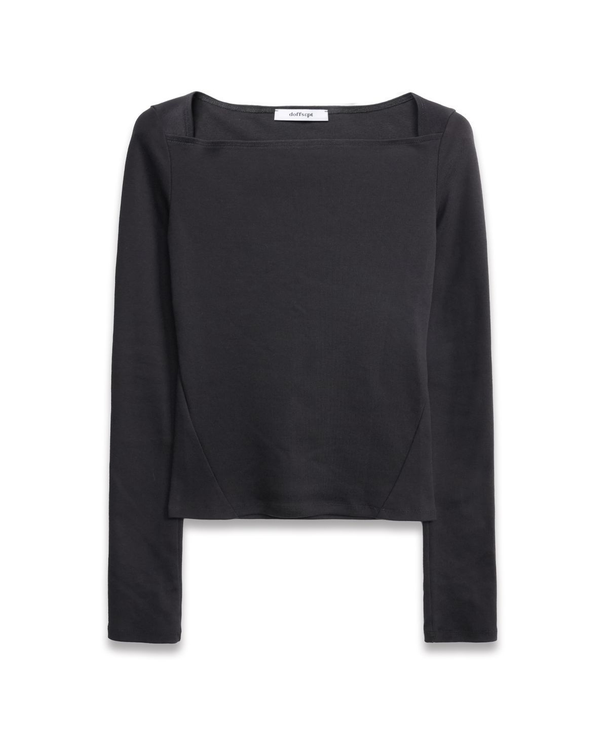 도프셉(DOFFSEPT) Line Boat Neck Long Sleeve in Charcoal