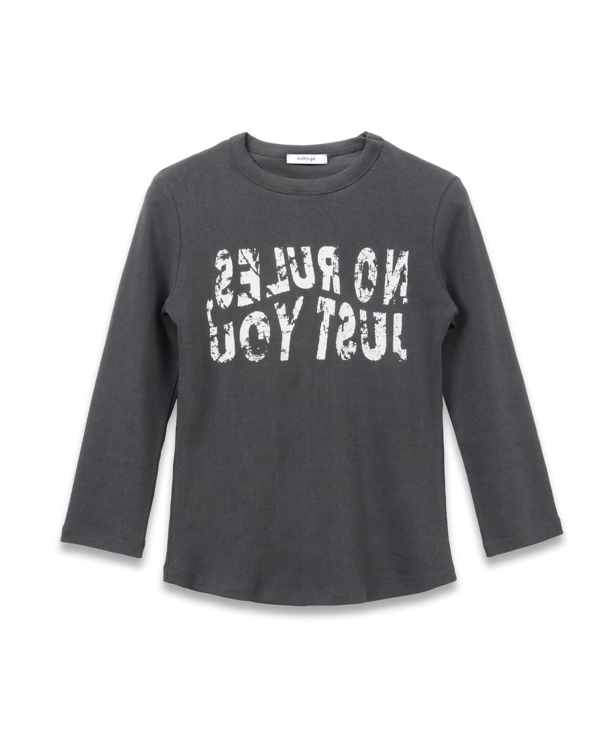 도프셉(DOFFSEPT) Reverse Lettering Long Sleeve in Charcoal