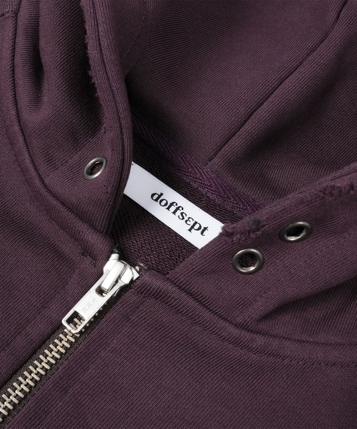 도프셉(DOFFSEPT) Eyelet Vintage Hoodie Zip-Up in Purple