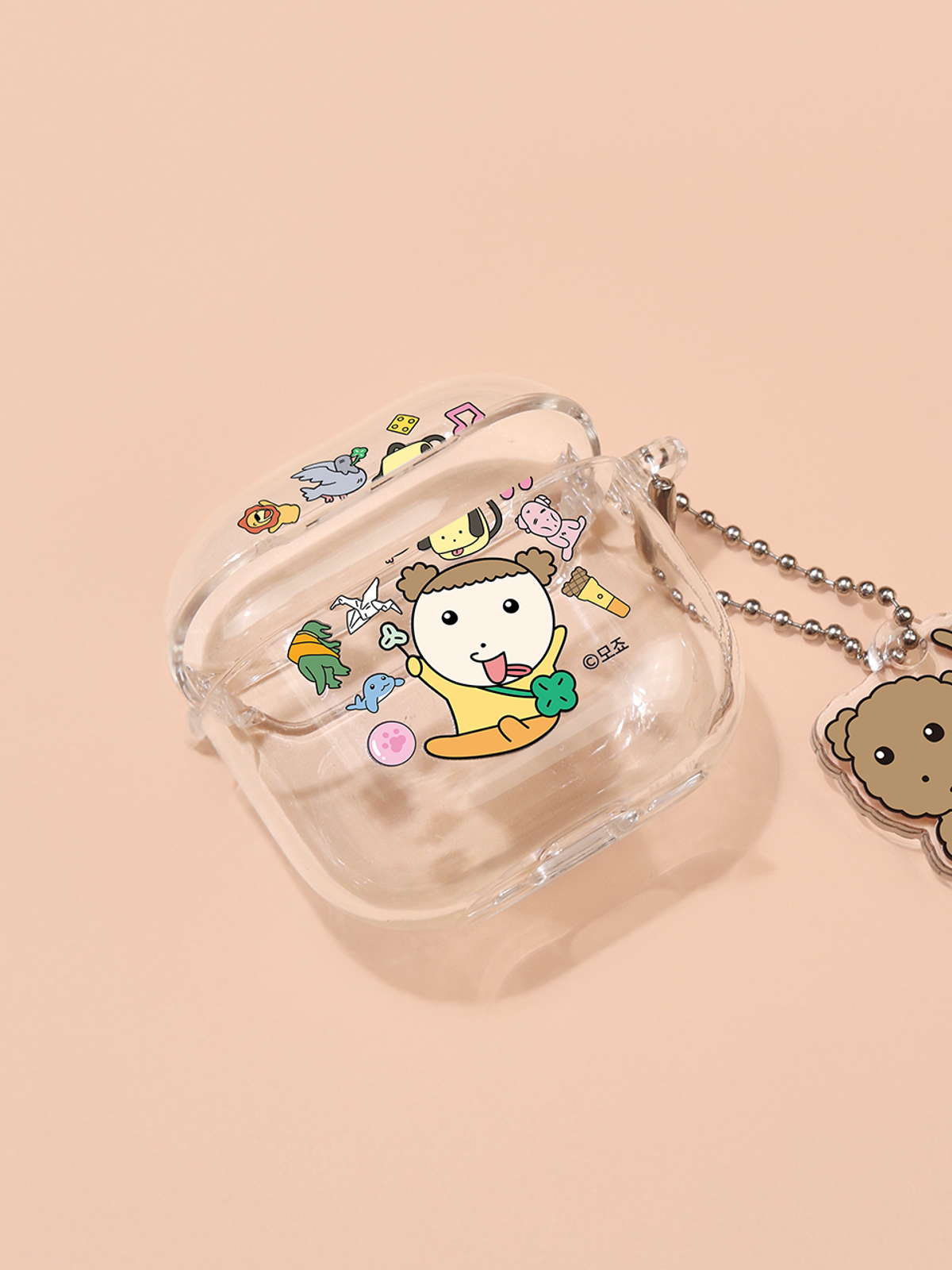 디자인스킨(DESIGNSKIN) [그랙픽마켓] 에어팟/버즈 PC 클리어 케이스+키링 세트-마루는 강쥐1/마루 강쥐 장난감