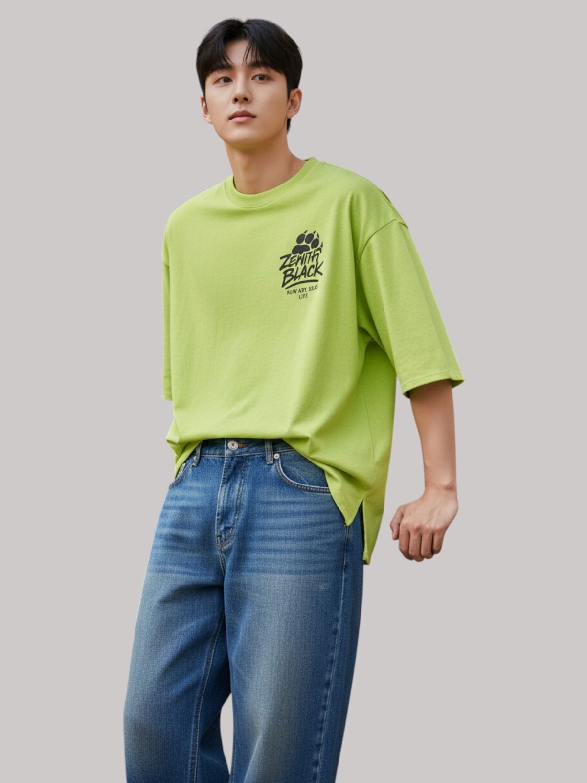 지블랙(ZBLACK) 베어풋 그래피티  7부 티셔츠(NEON YELLOW)