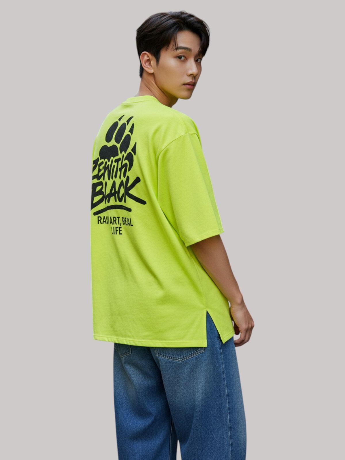 지블랙(ZBLACK) 베어풋 그래피티  7부 티셔츠(NEON YELLOW)