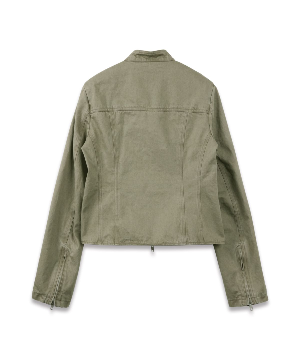 도프셉(DOFFSEPT) Crop Cotton Biker Jacket in Khaki