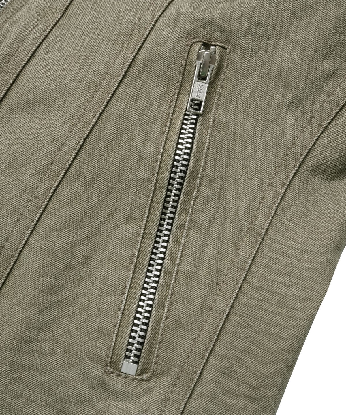 도프셉(DOFFSEPT) Crop Cotton Biker Jacket in Khaki