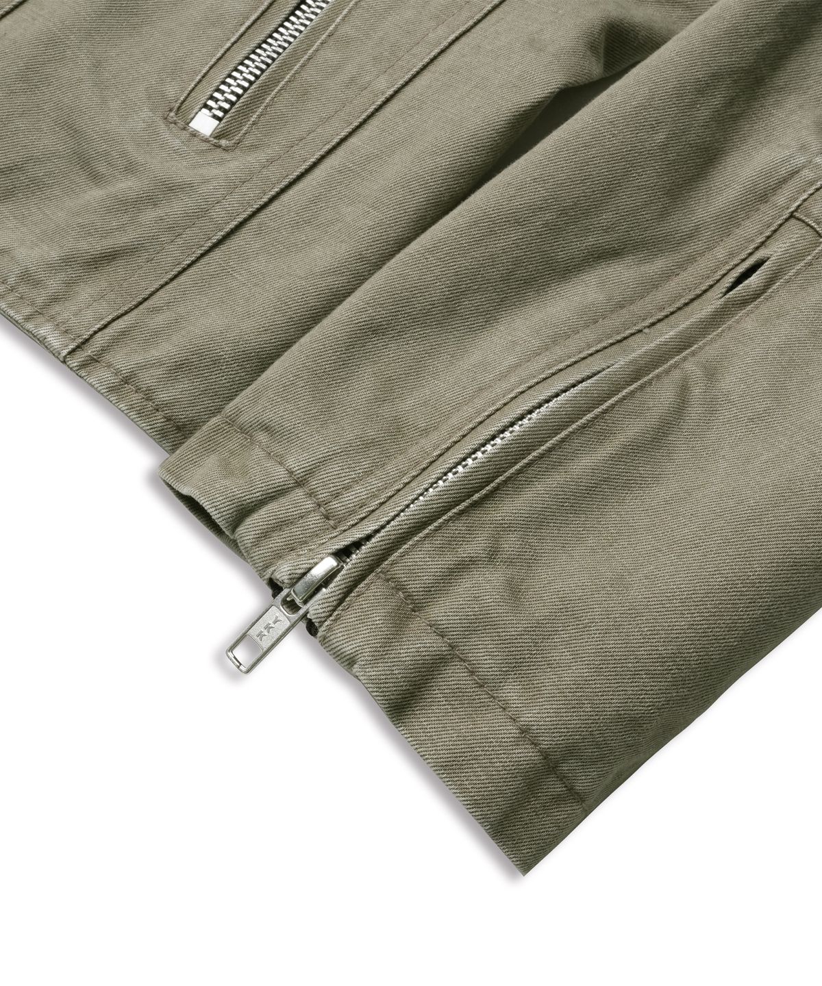도프셉(DOFFSEPT) Crop Cotton Biker Jacket in Khaki