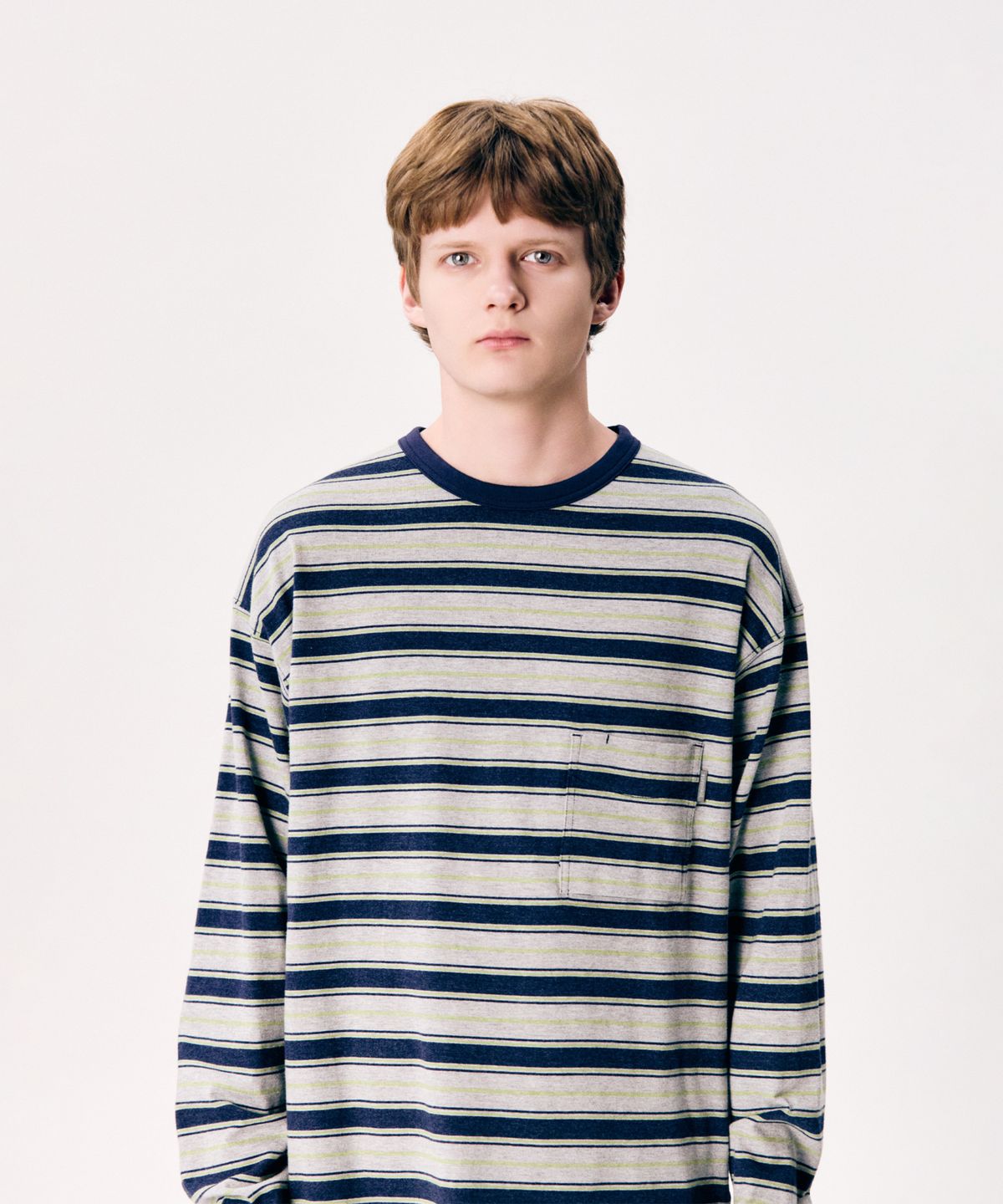 에스피오나지(ESPIONAGE) Multi Border L/S Tee Grey