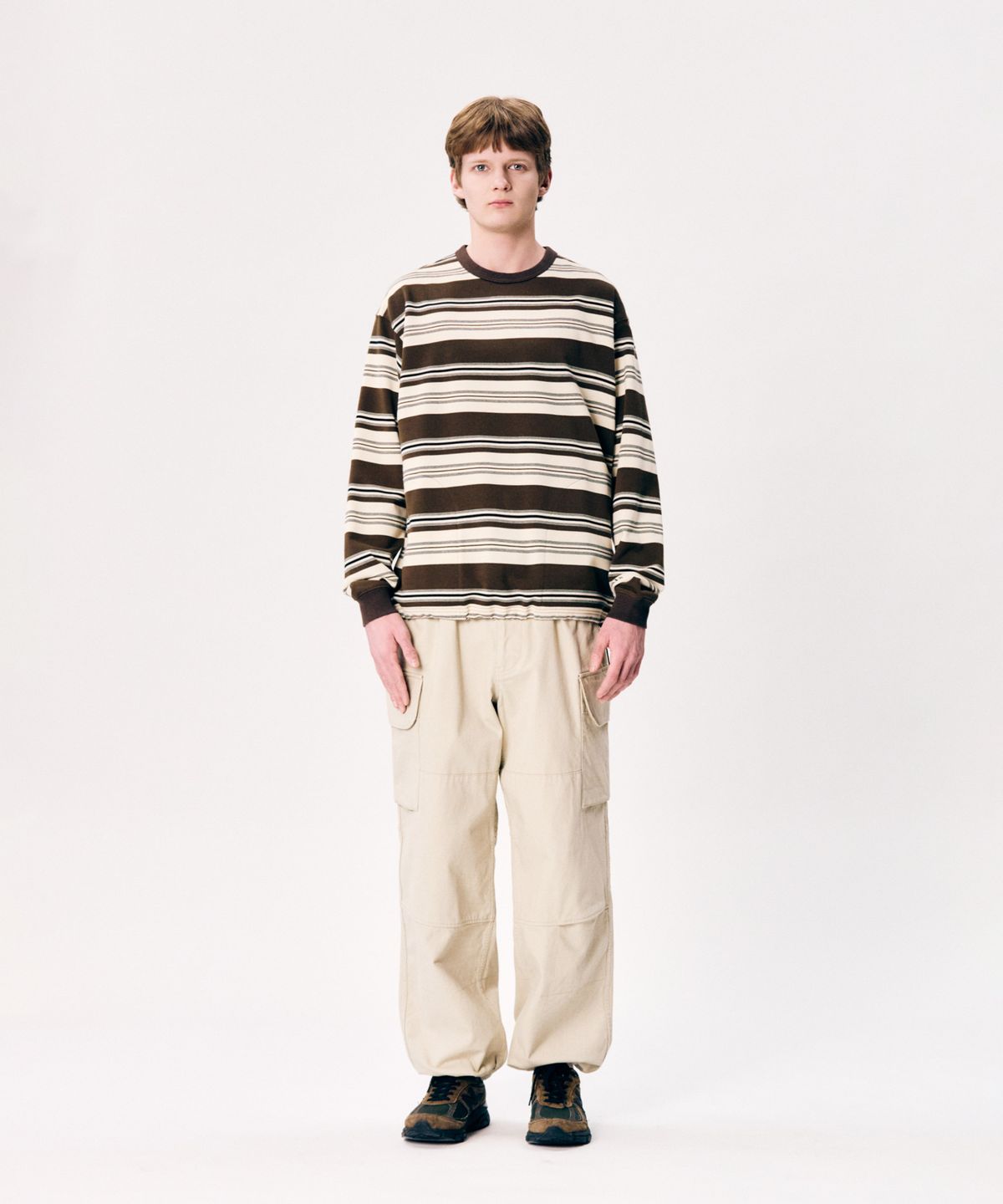 에스피오나지(ESPIONAGE) Lightweight Border Sweatshirt Brown