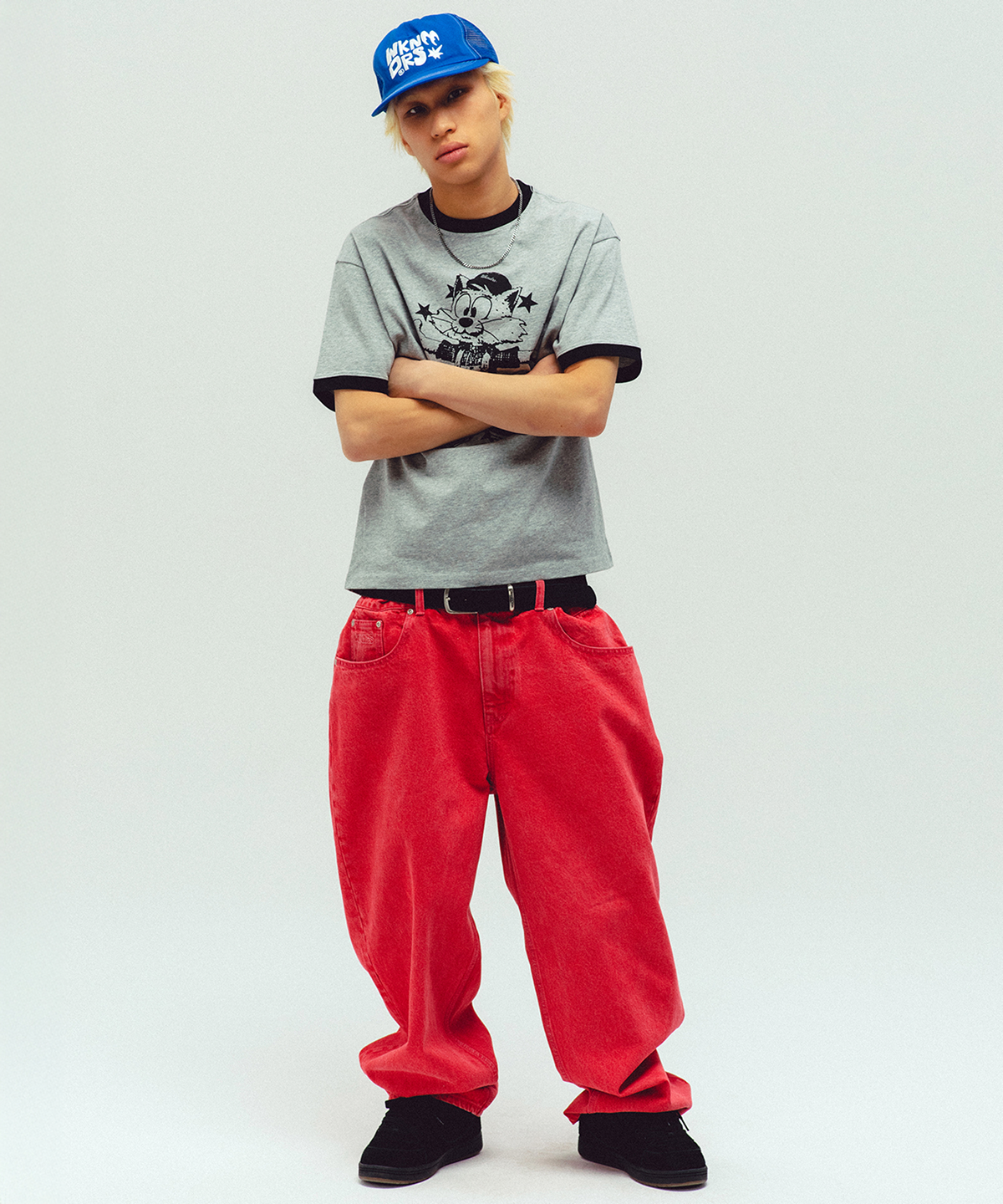 위캔더스(WKNDRS) GRAFFITI BAGGY DENIM PANTS (PINK)