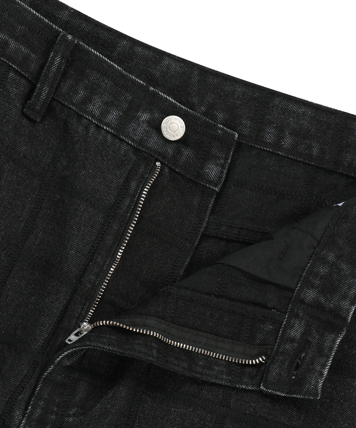 위캔더스(WKNDRS) ZIGZAG STITCHED DENIM PANTS (GREY)