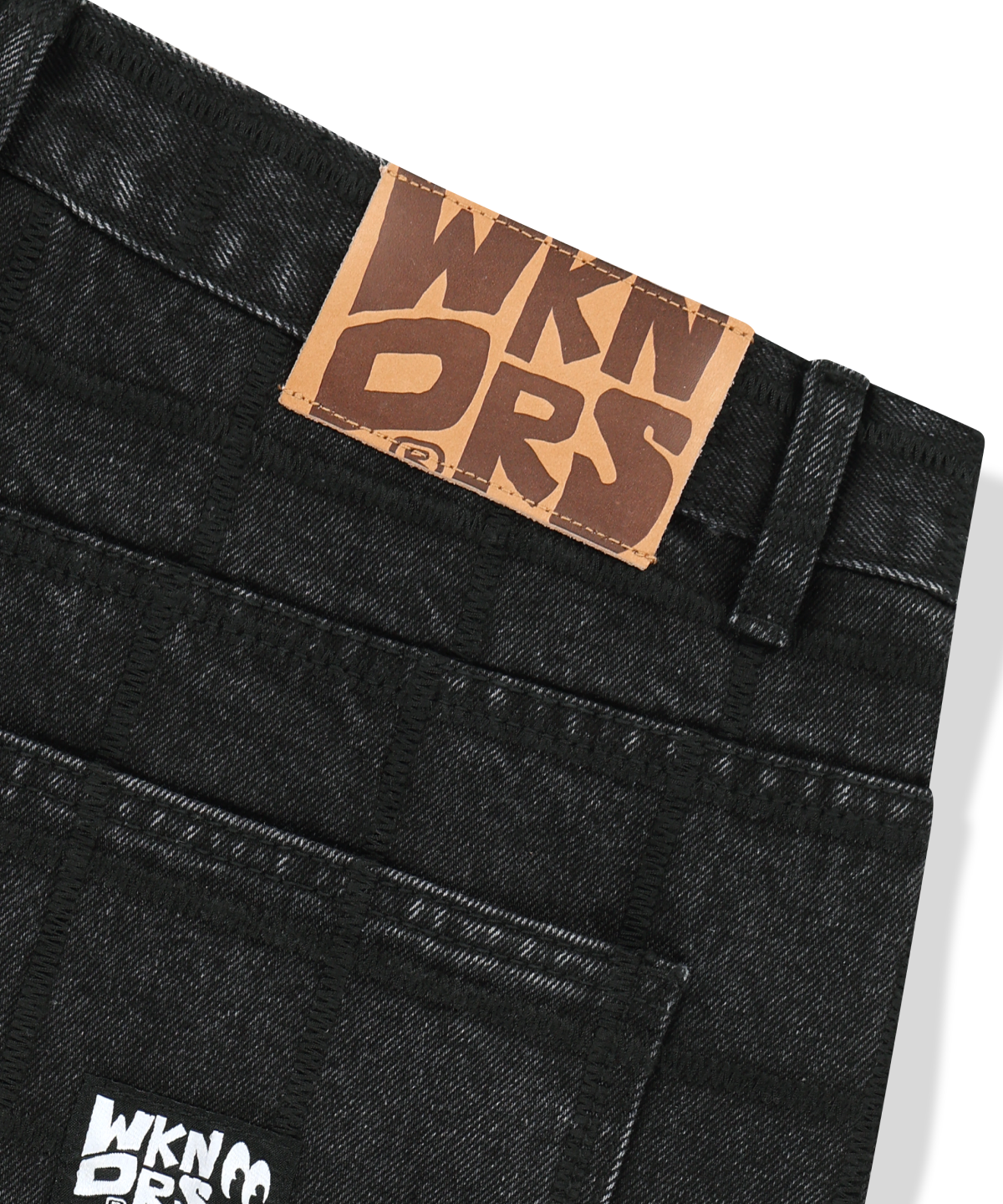 위캔더스(WKNDRS) ZIGZAG STITCHED DENIM PANTS (GREY)
