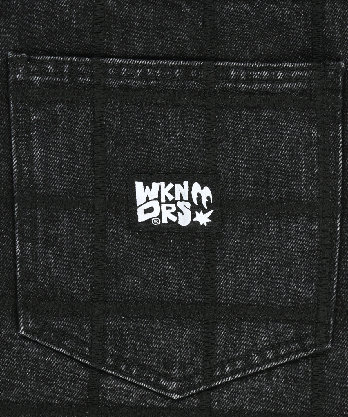 위캔더스(WKNDRS) ZIGZAG STITCHED DENIM PANTS (GREY)