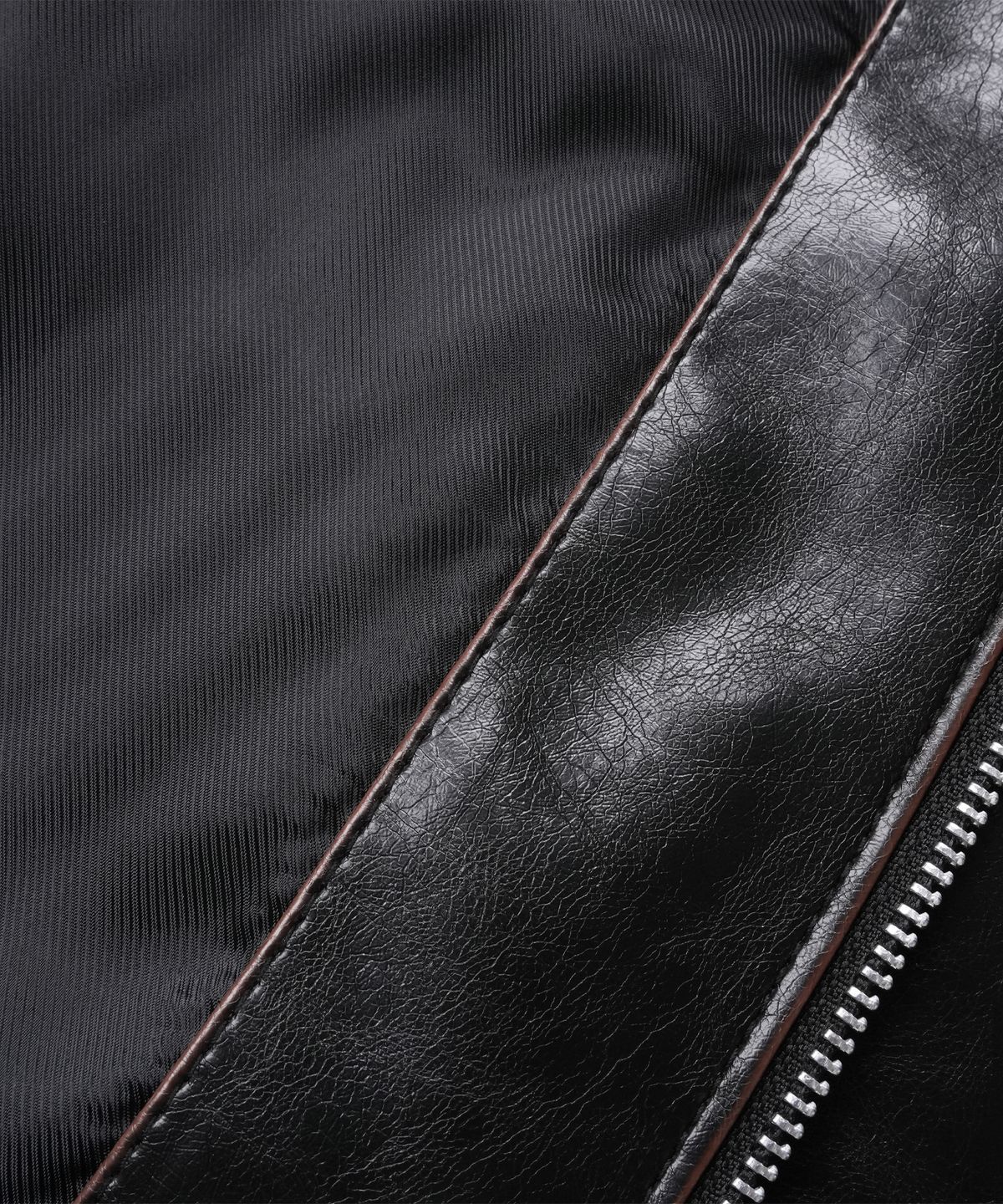 도프셉(DOFFSEPT) Cutline Crop Leather Jacket in Black