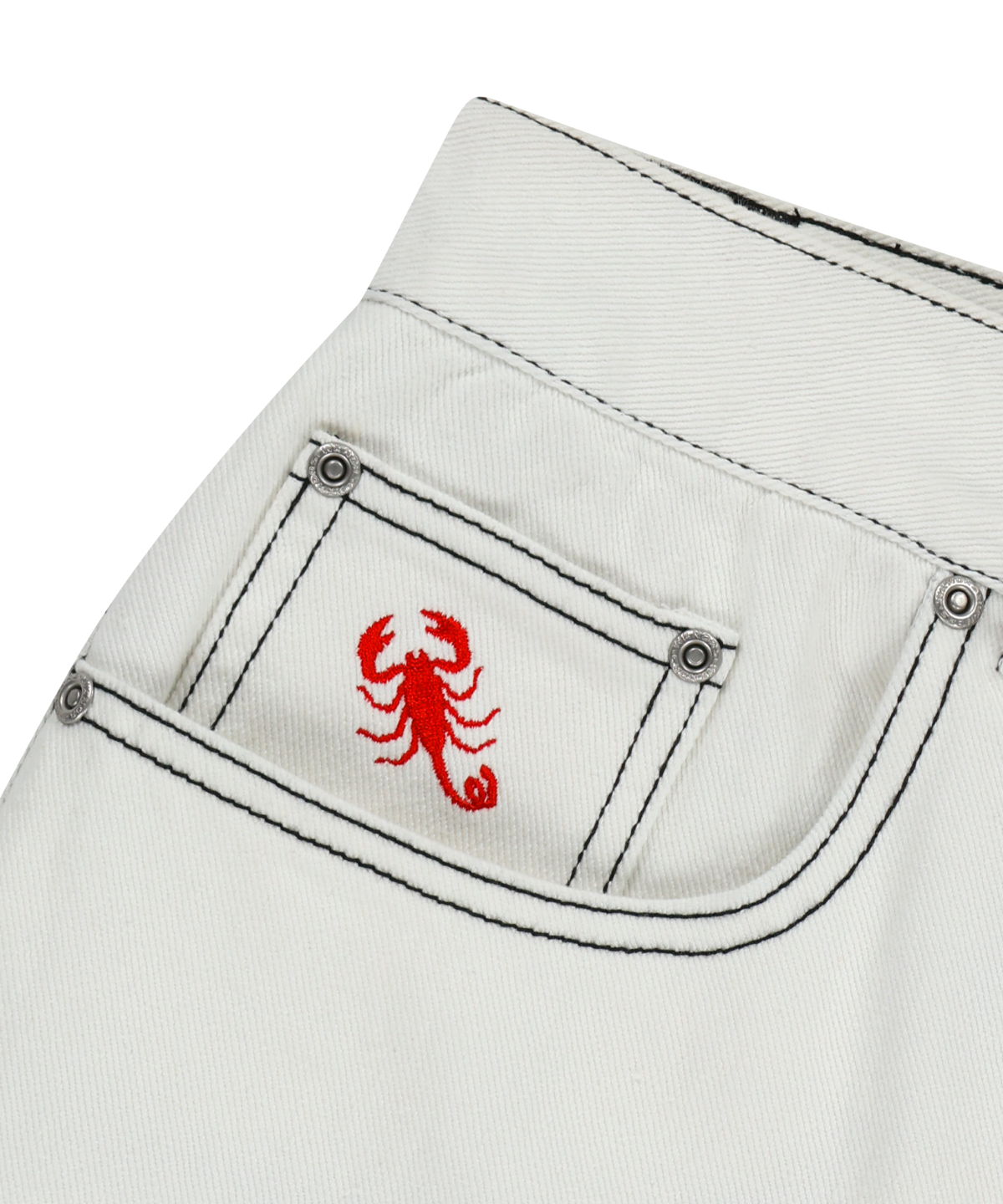 위캔더스(WKNDRS) SCORPION BAGGY DENIM PANTS (WHITE)