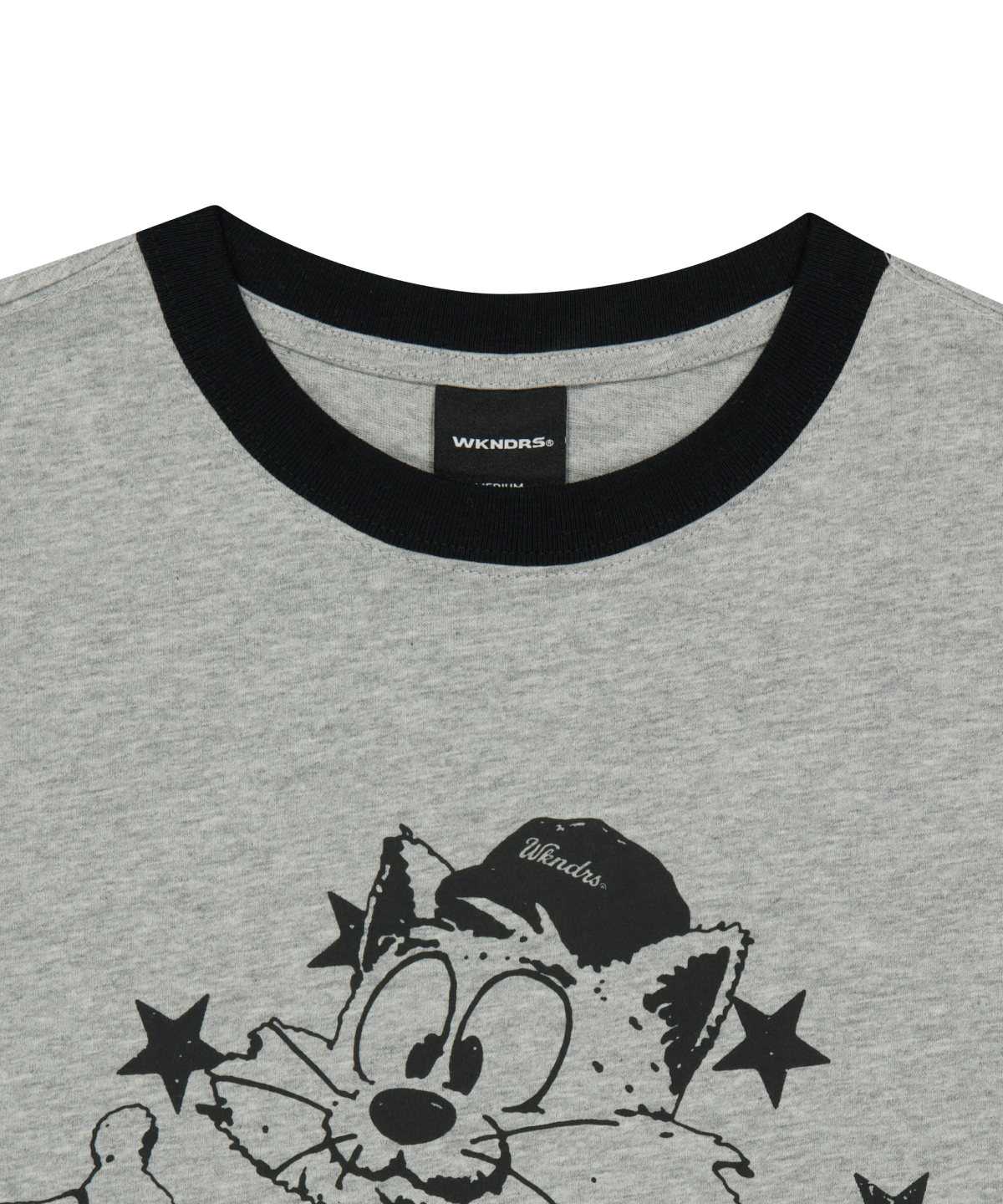 위캔더스(WKNDRS) CAT RINGER T-SHIRT (M.GREY)
